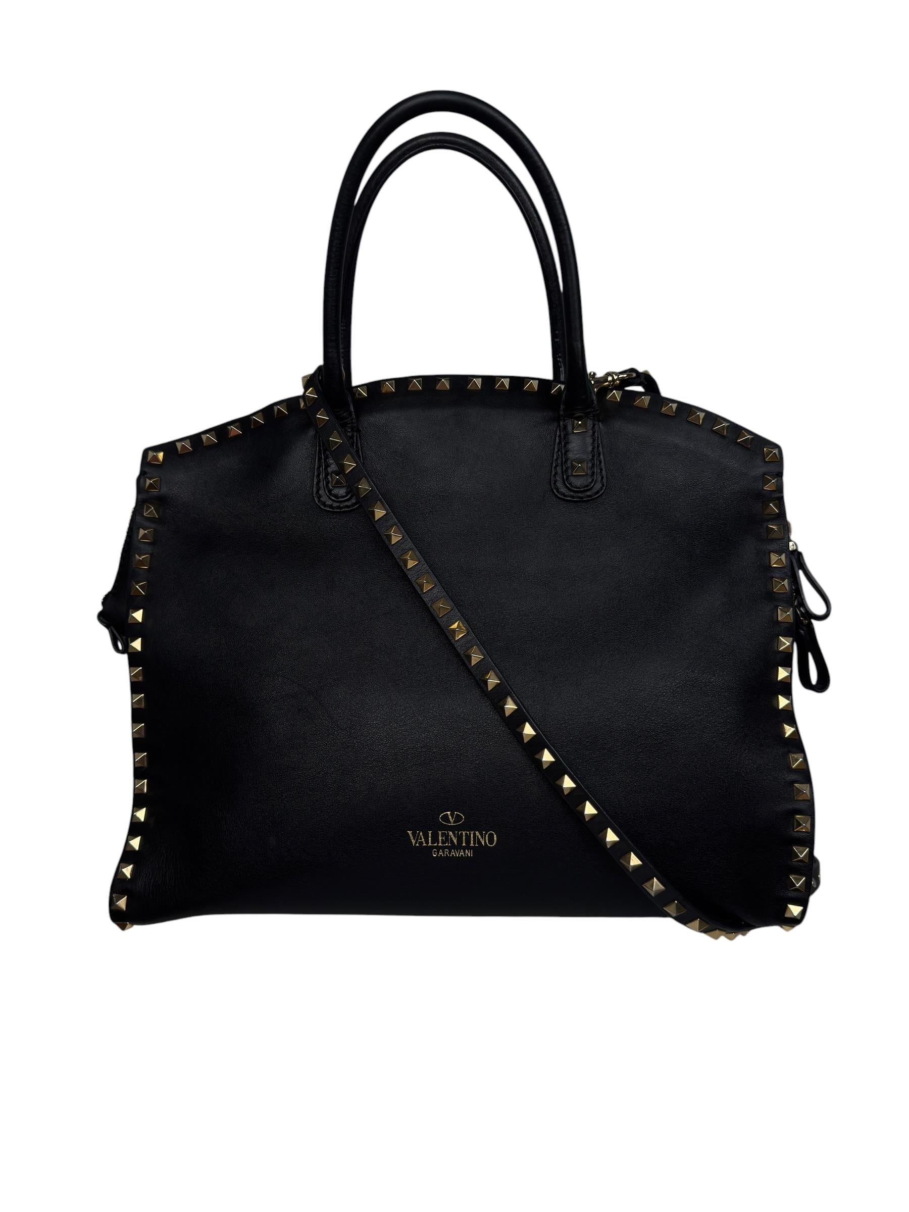 VALENTINO BLACK LEATHER ROCKSTUD BAG
