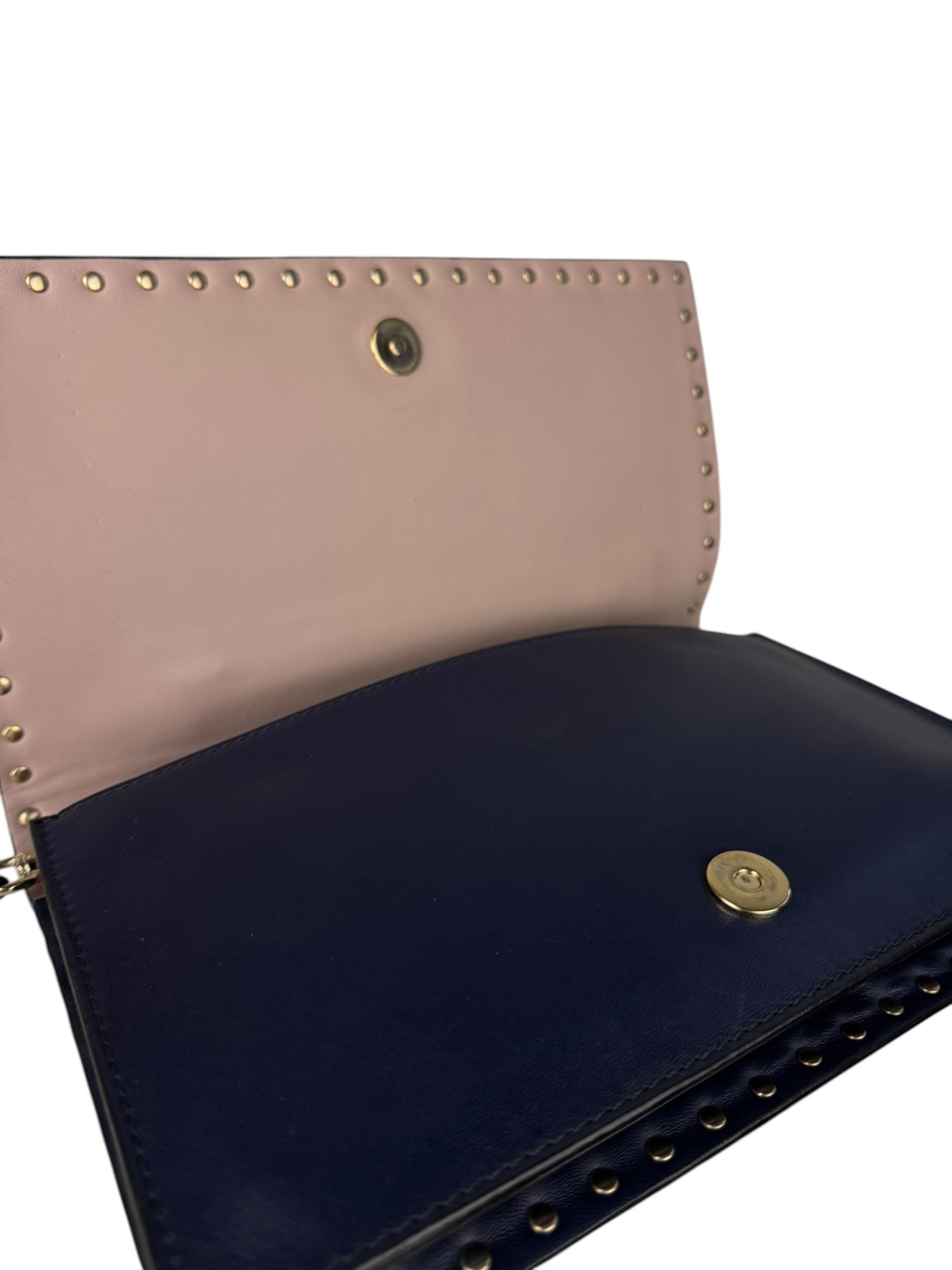 VALENTINO BLACK ROCKSTUD CLUTCH BAG