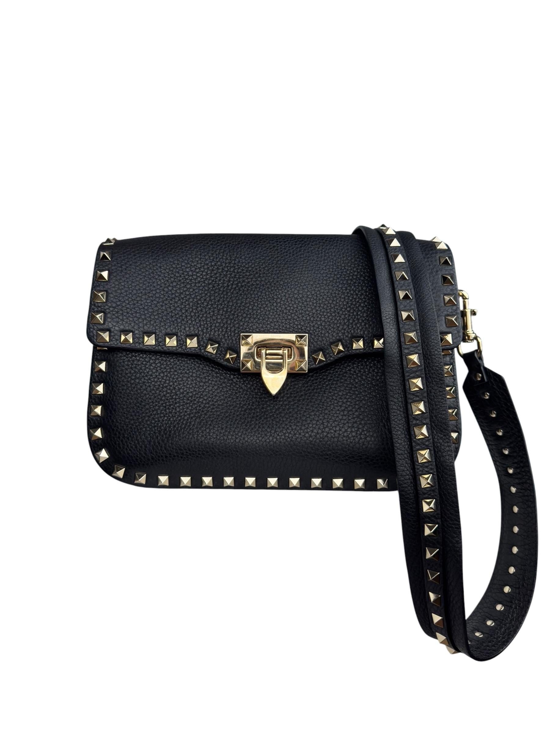 VALENTINO BLACK ROCKSTUD SHOULDER BAG