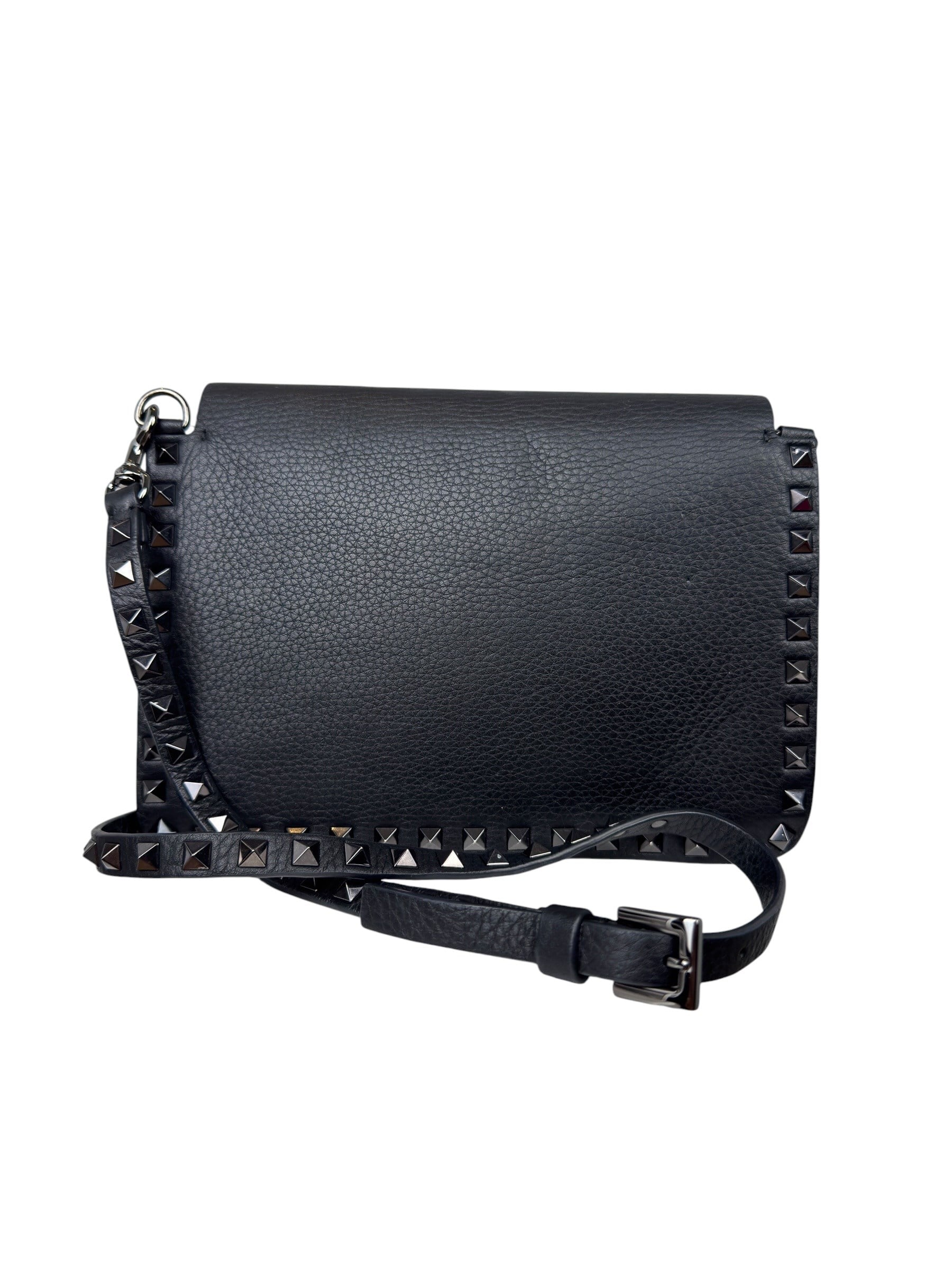 VALENTINO BLACK ROCKSTUD SLIDE SLIP BAG