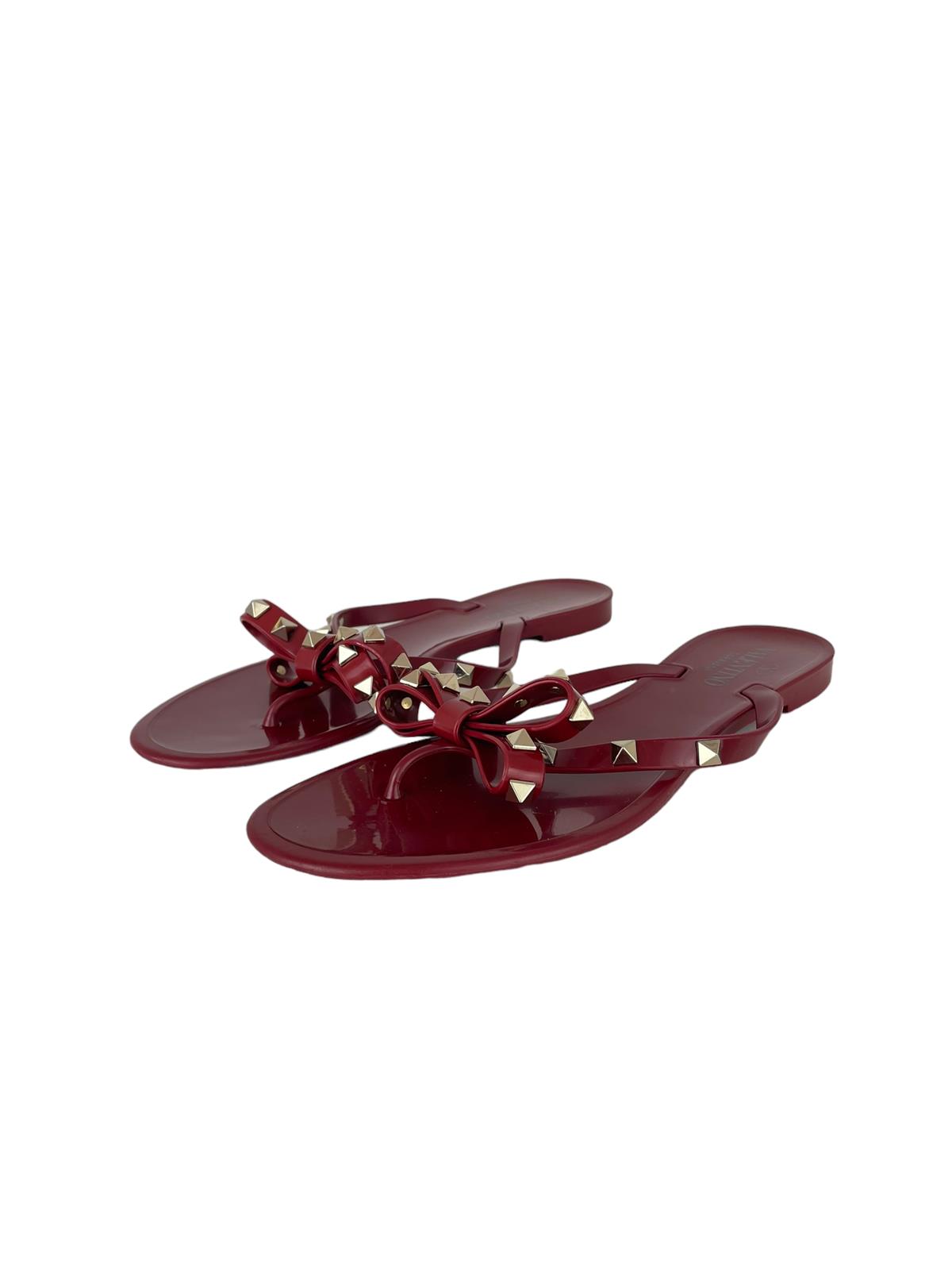 VALENTINO BURGUNDY JELLY THONG SANDALS