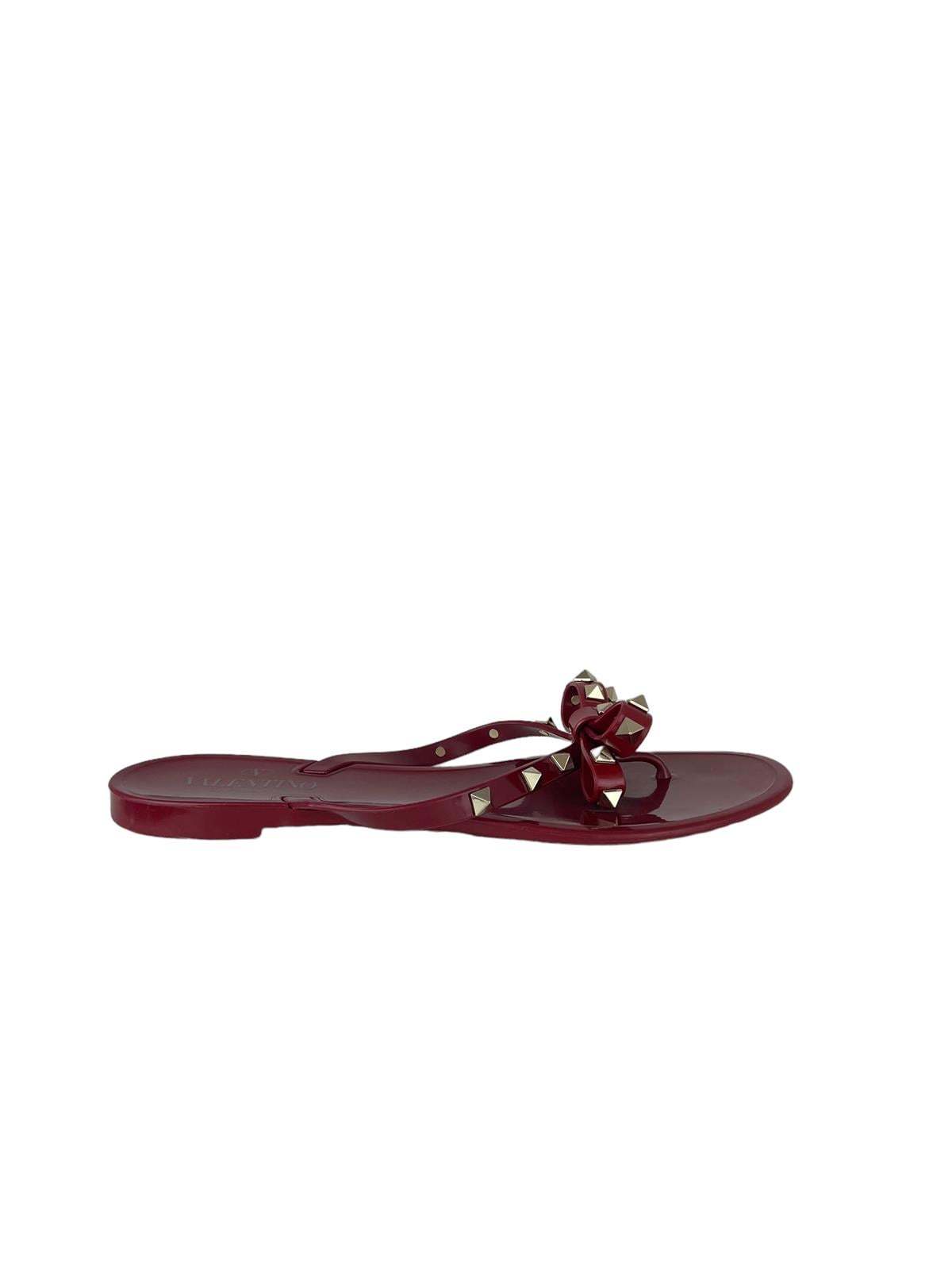 VALENTINO BURGUNDY JELLY THONG SANDALS