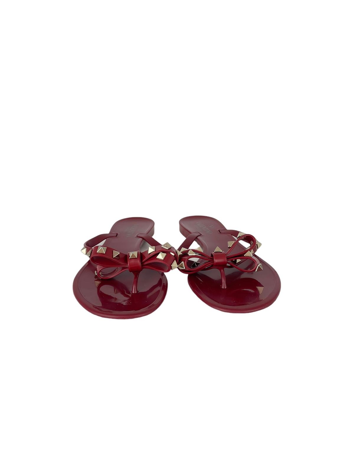 VALENTINO BURGUNDY JELLY THONG SANDALS