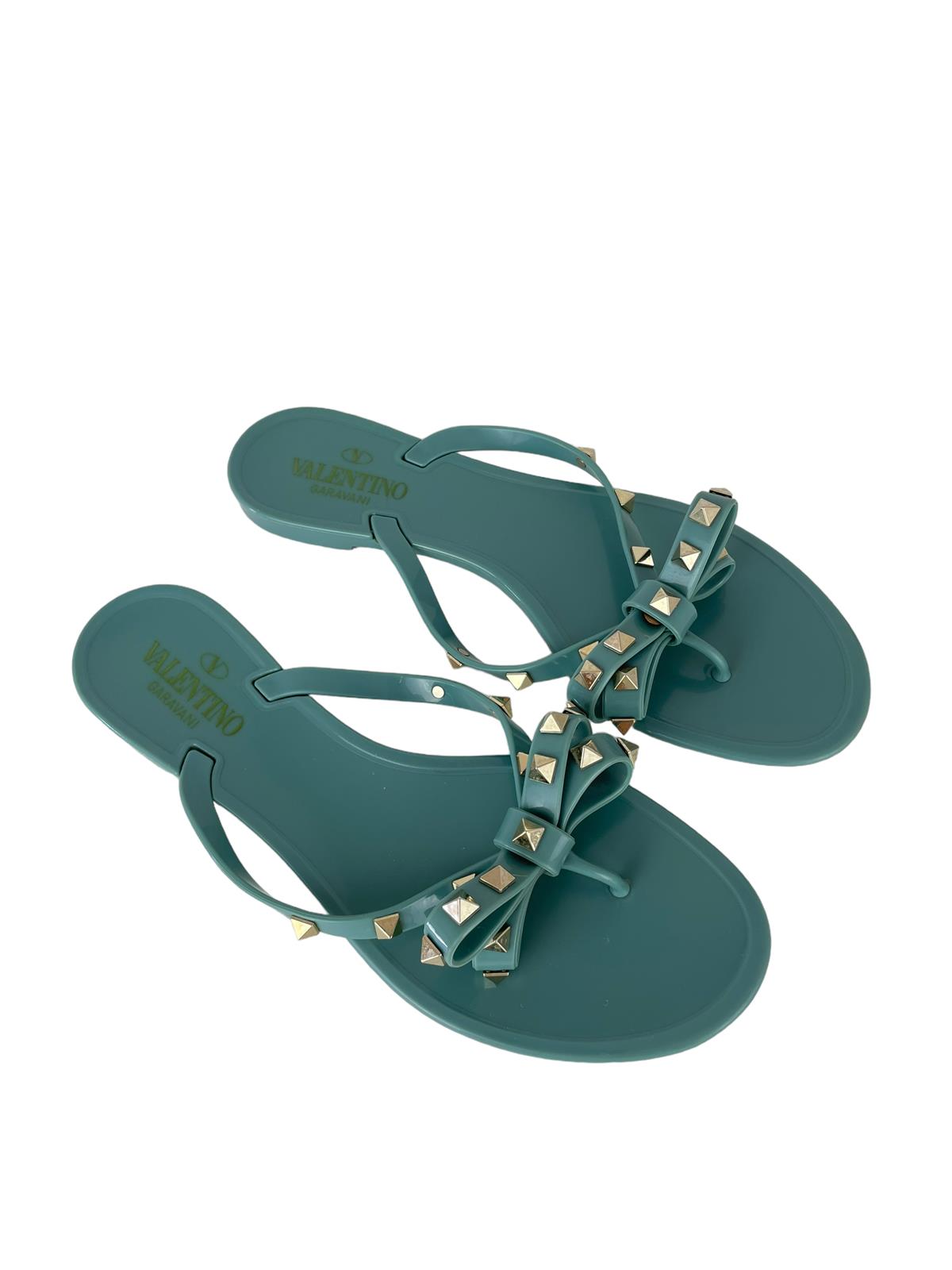 VALENTINO GREEN JELLY THONG SANDALS