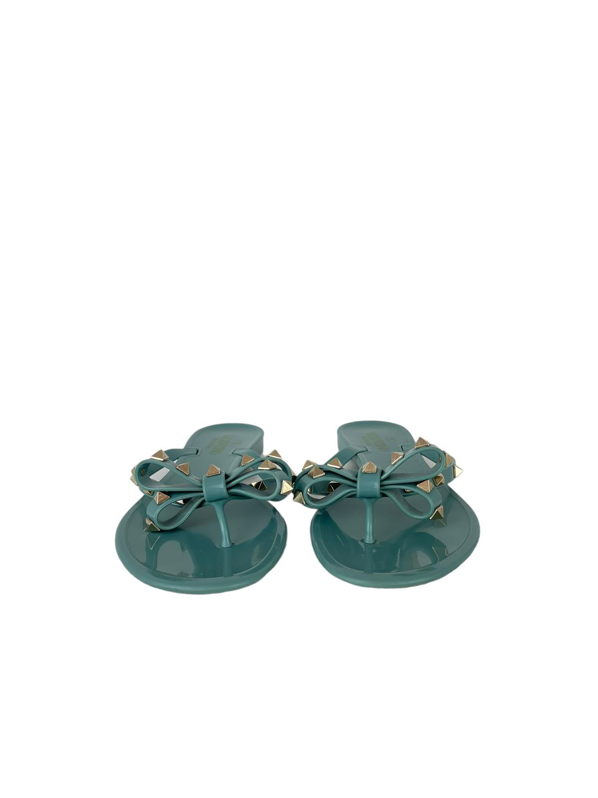 VALENTINO GREEN JELLY THONG SANDALS
