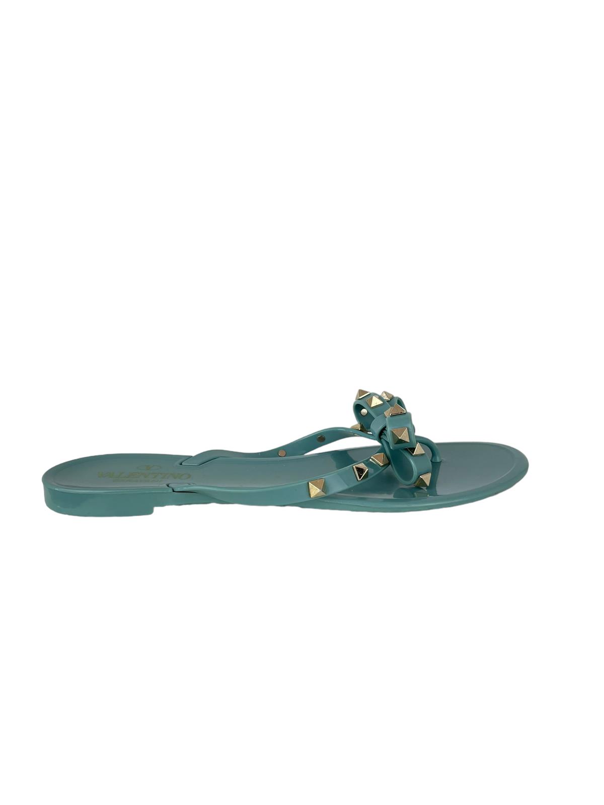 VALENTINO GREEN JELLY THONG SANDALS