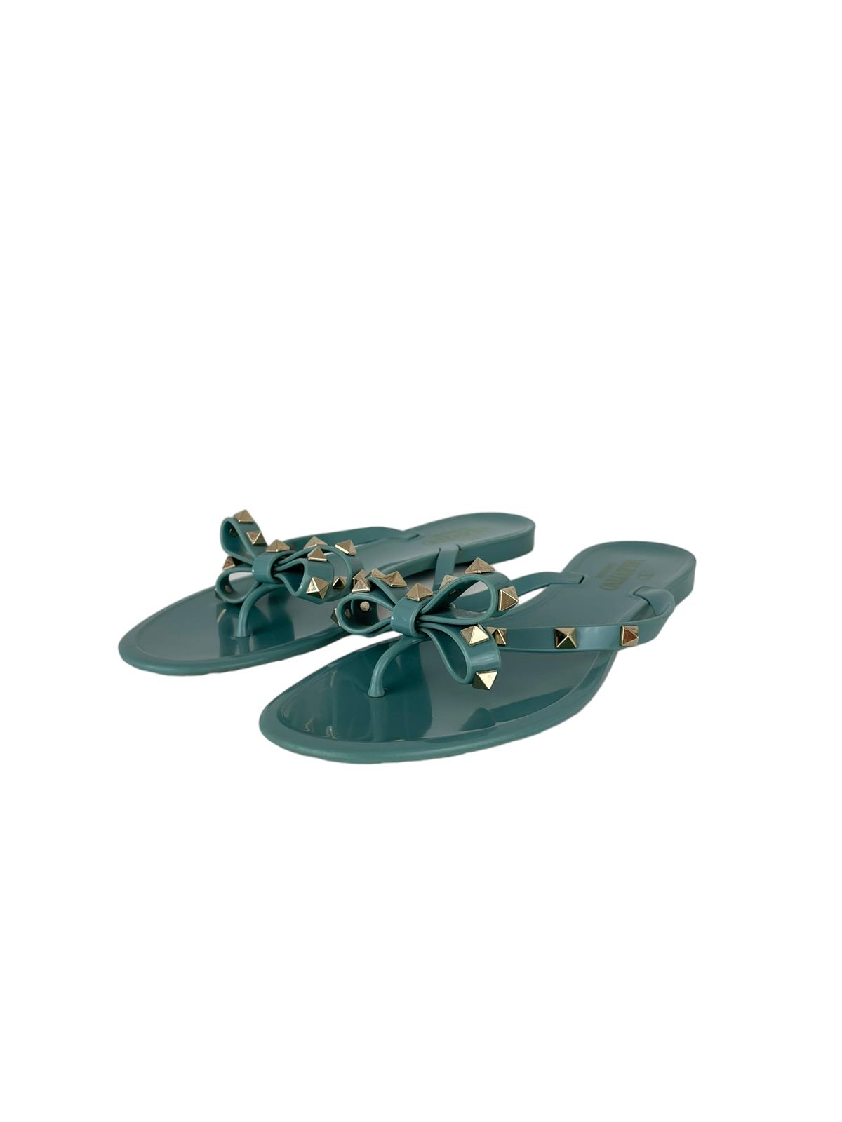 VALENTINO GREEN JELLY THONG SANDALS