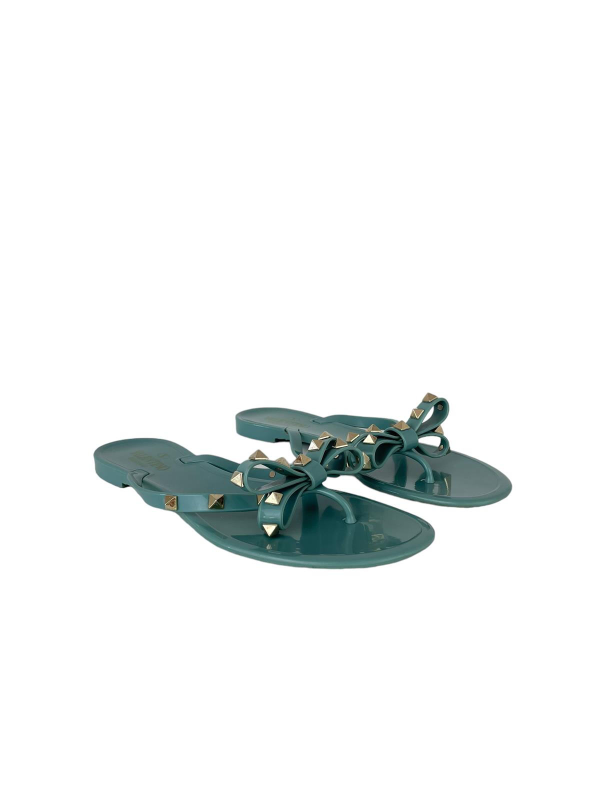 VALENTINO GREEN JELLY THONG SANDALS