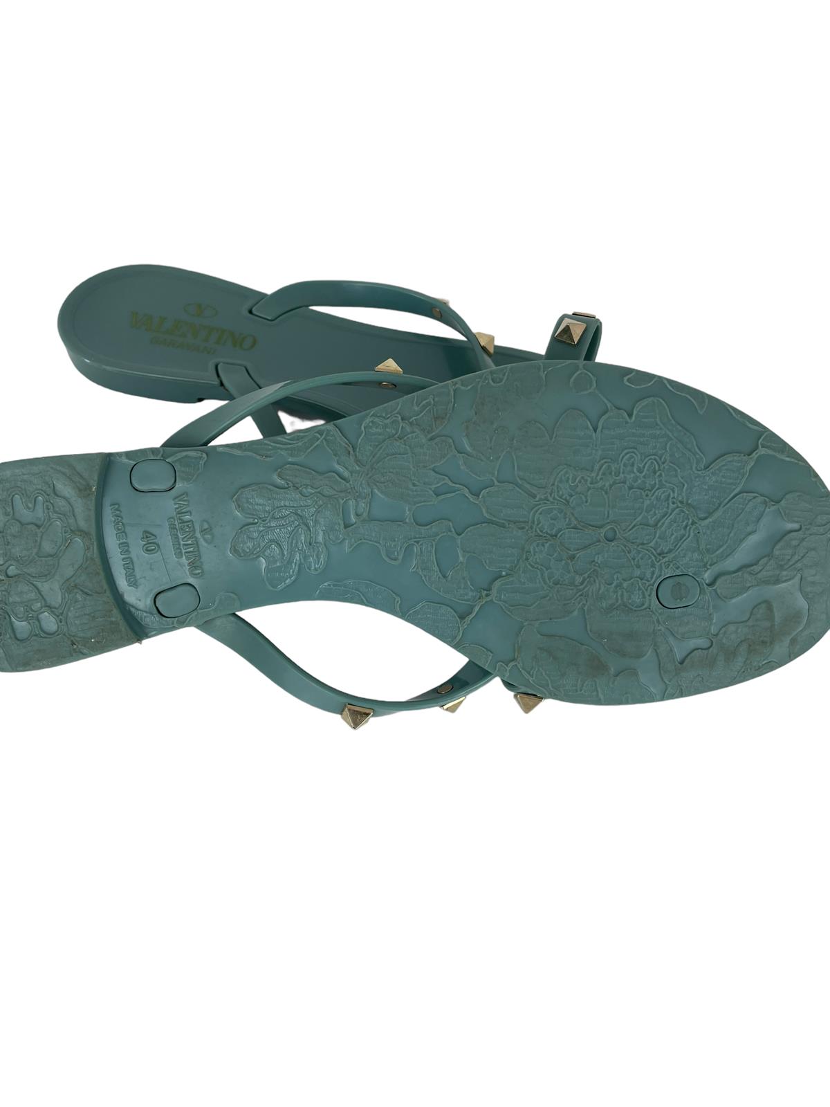 VALENTINO GREEN JELLY THONG SANDALS