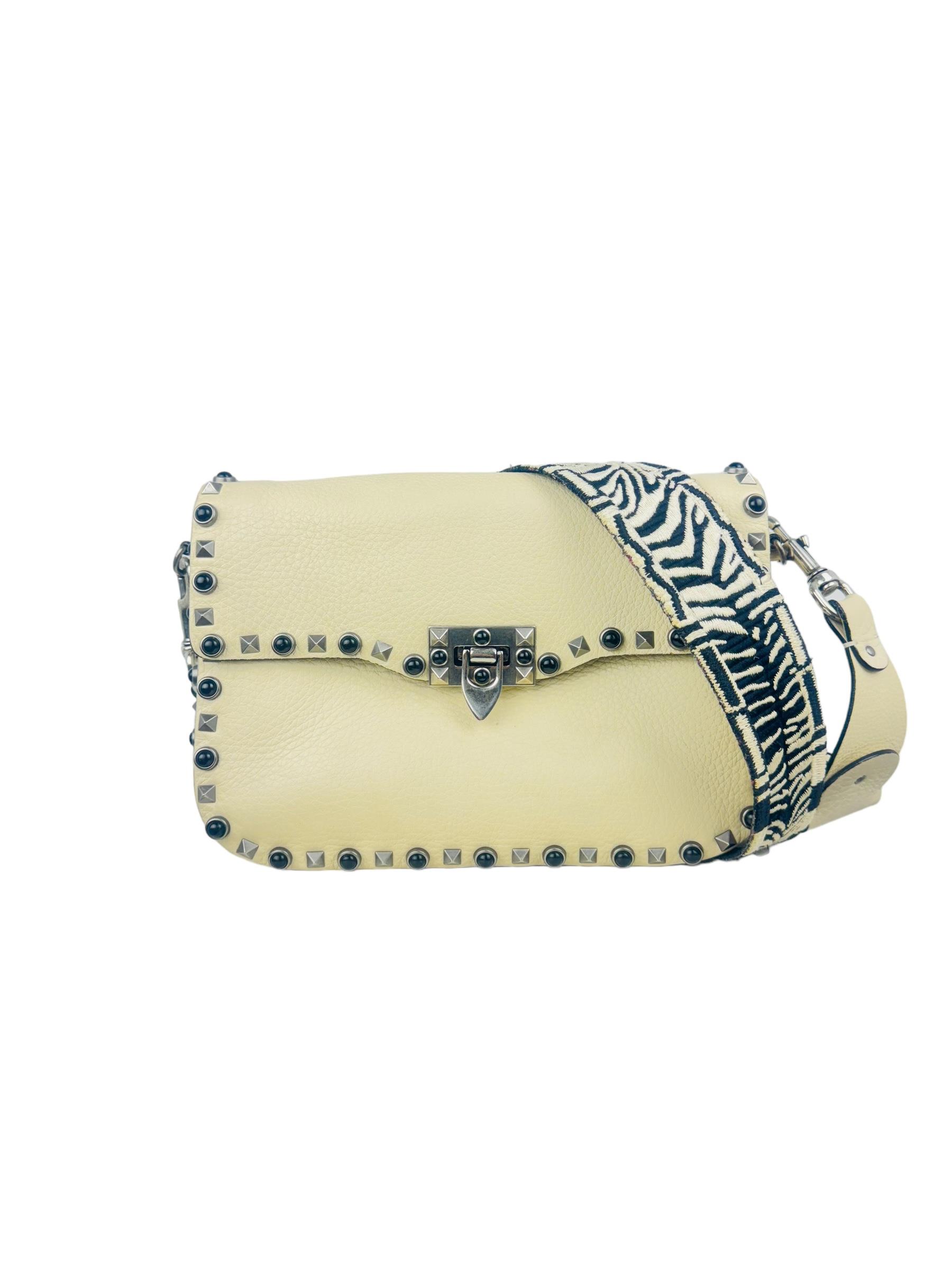 VALENTINO IVORY ROLLING ROCKSTUD BAG