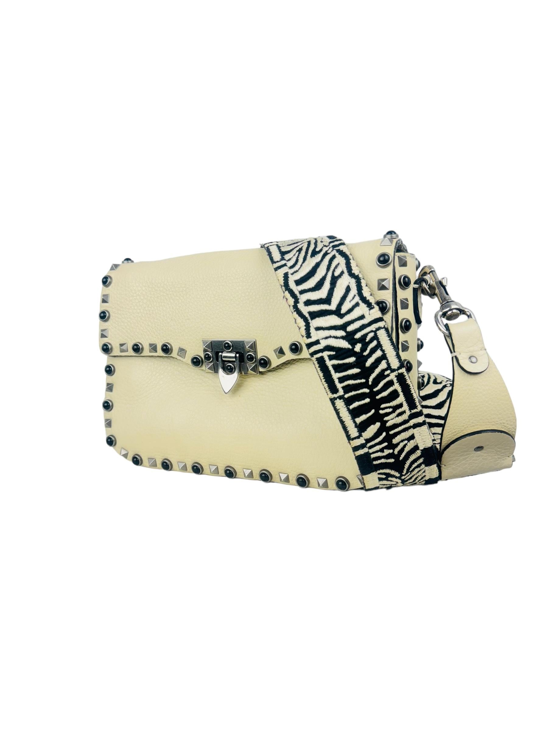 VALENTINO IVORY ROLLING ROCKSTUD BAG