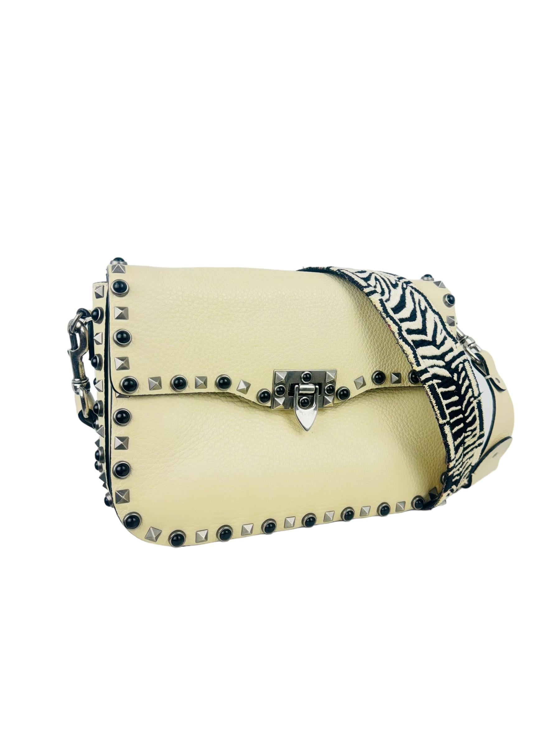 VALENTINO IVORY ROLLING ROCKSTUD BAG
