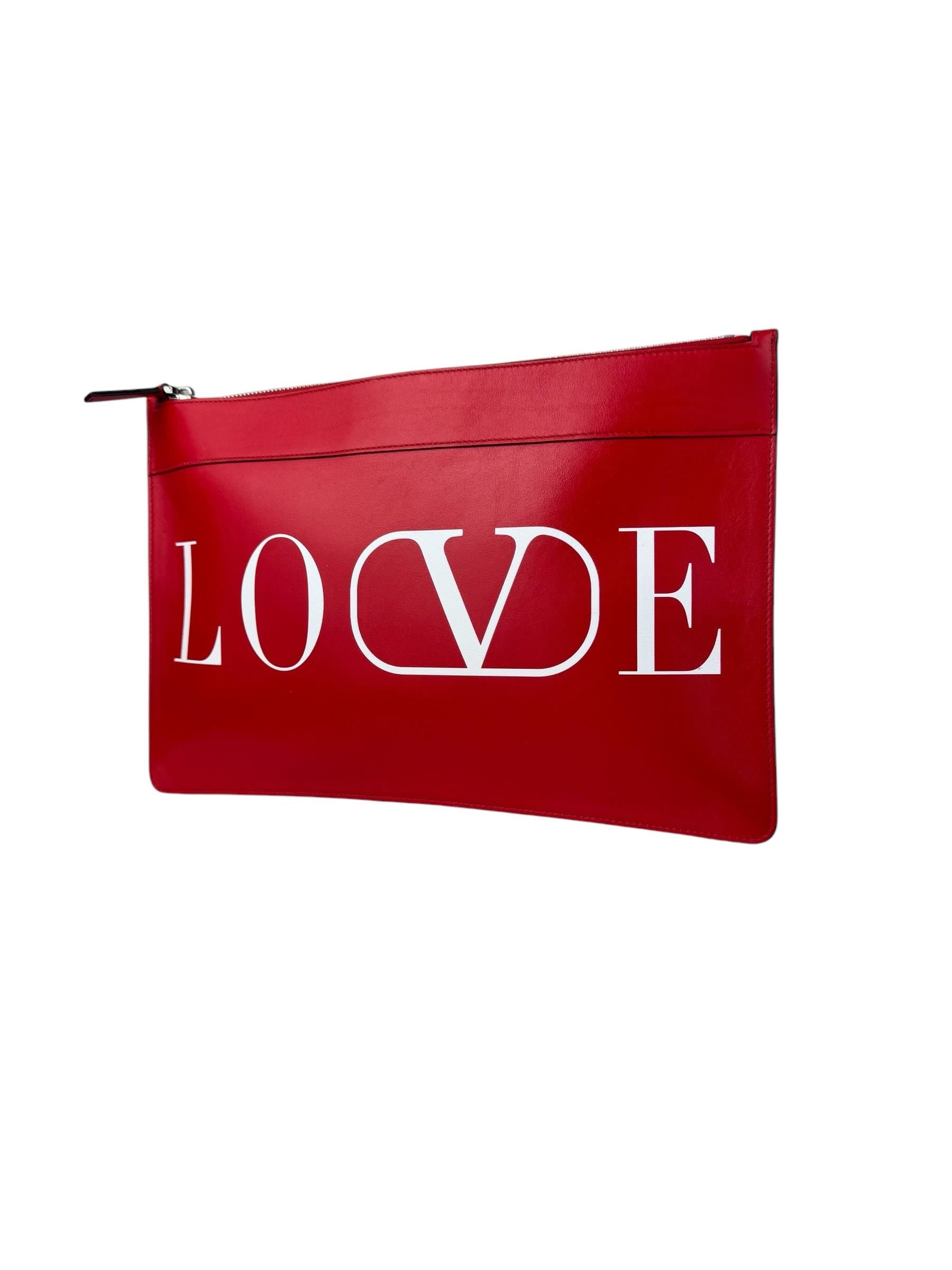 VALENTINO LOVE LEATHER CLUTCH