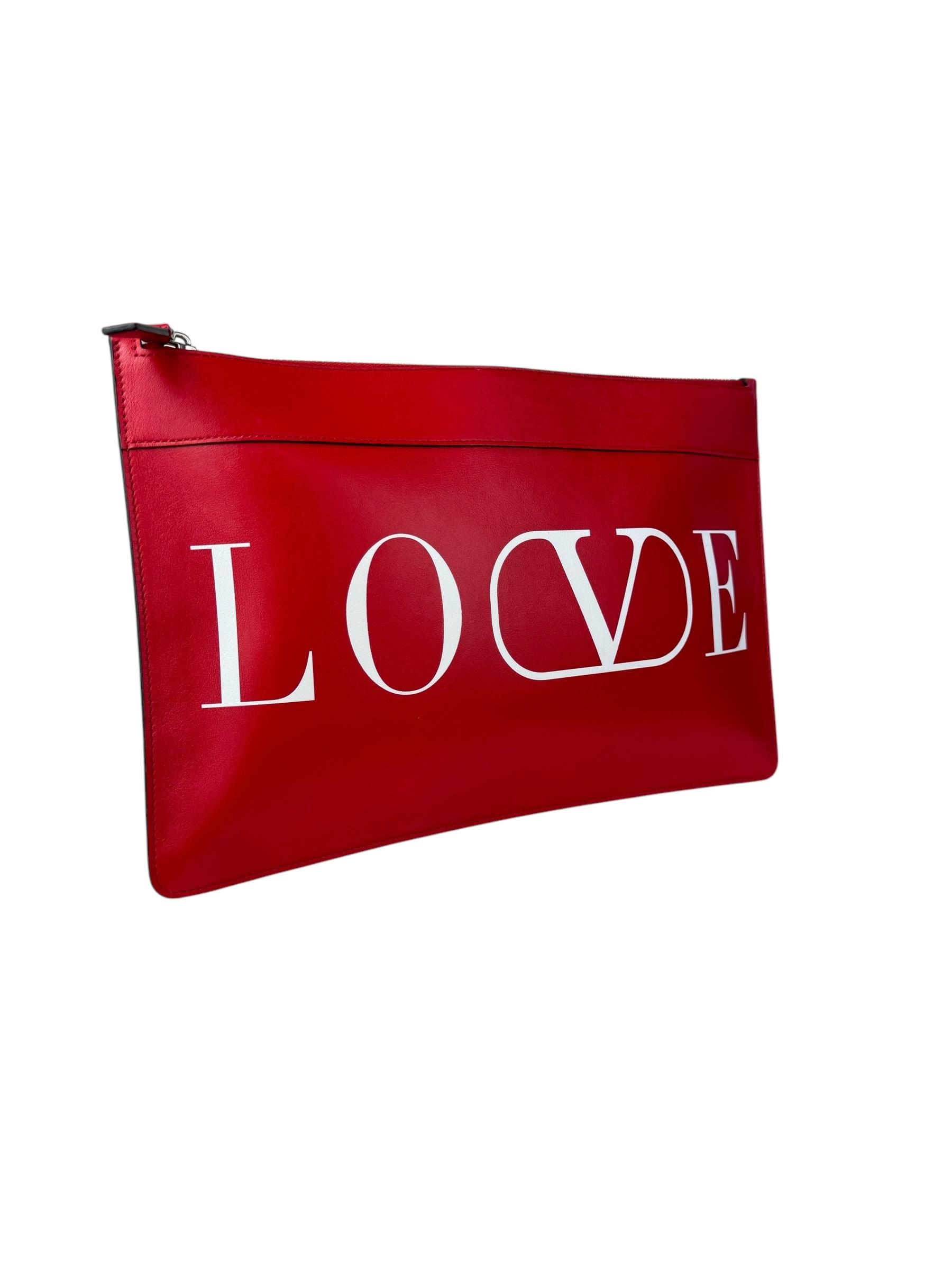 VALENTINO LOVE LEATHER CLUTCH