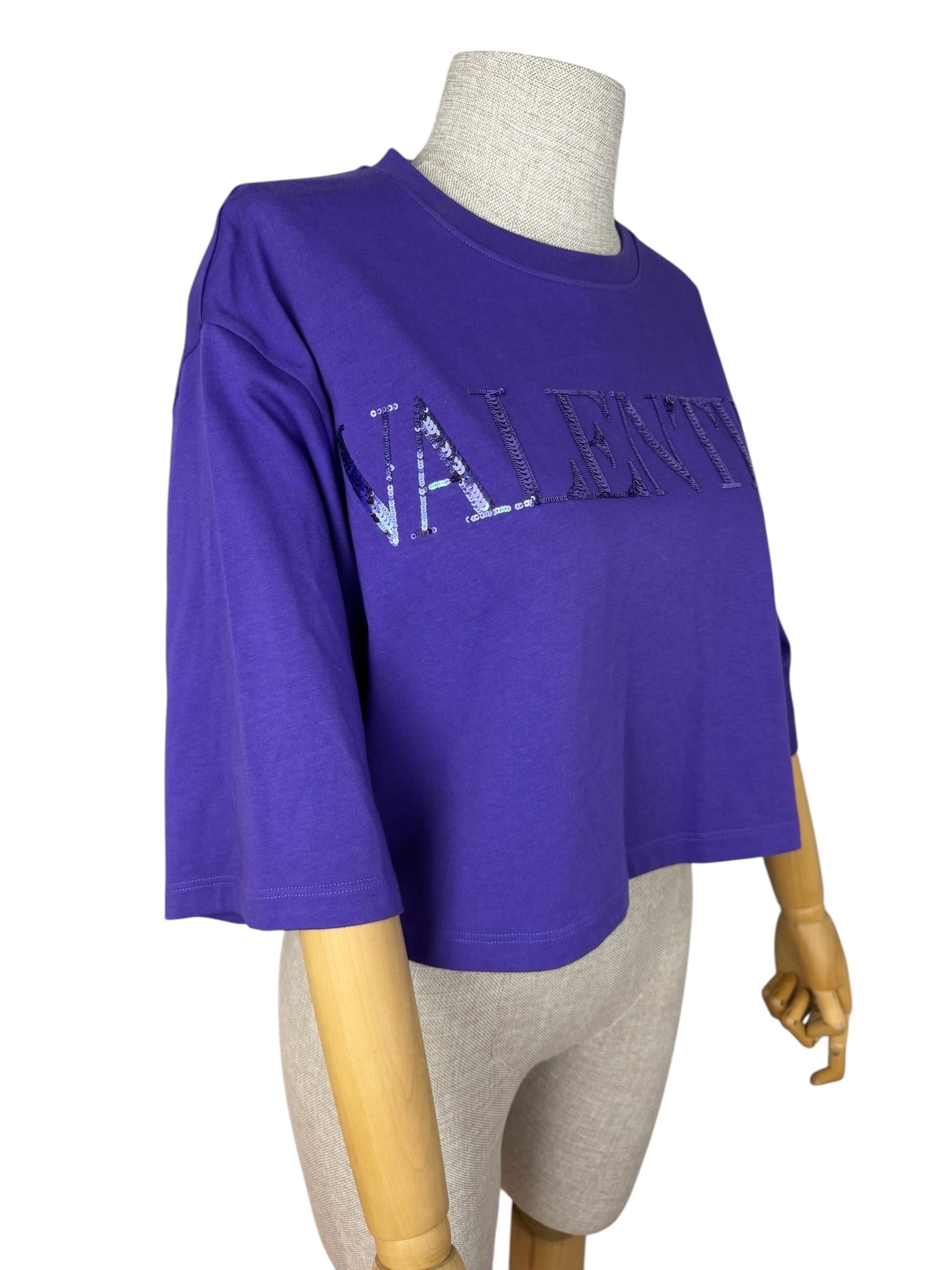 VALENTINO PURPLESEQUIN JERSEY OVERSIZED TSHIRT