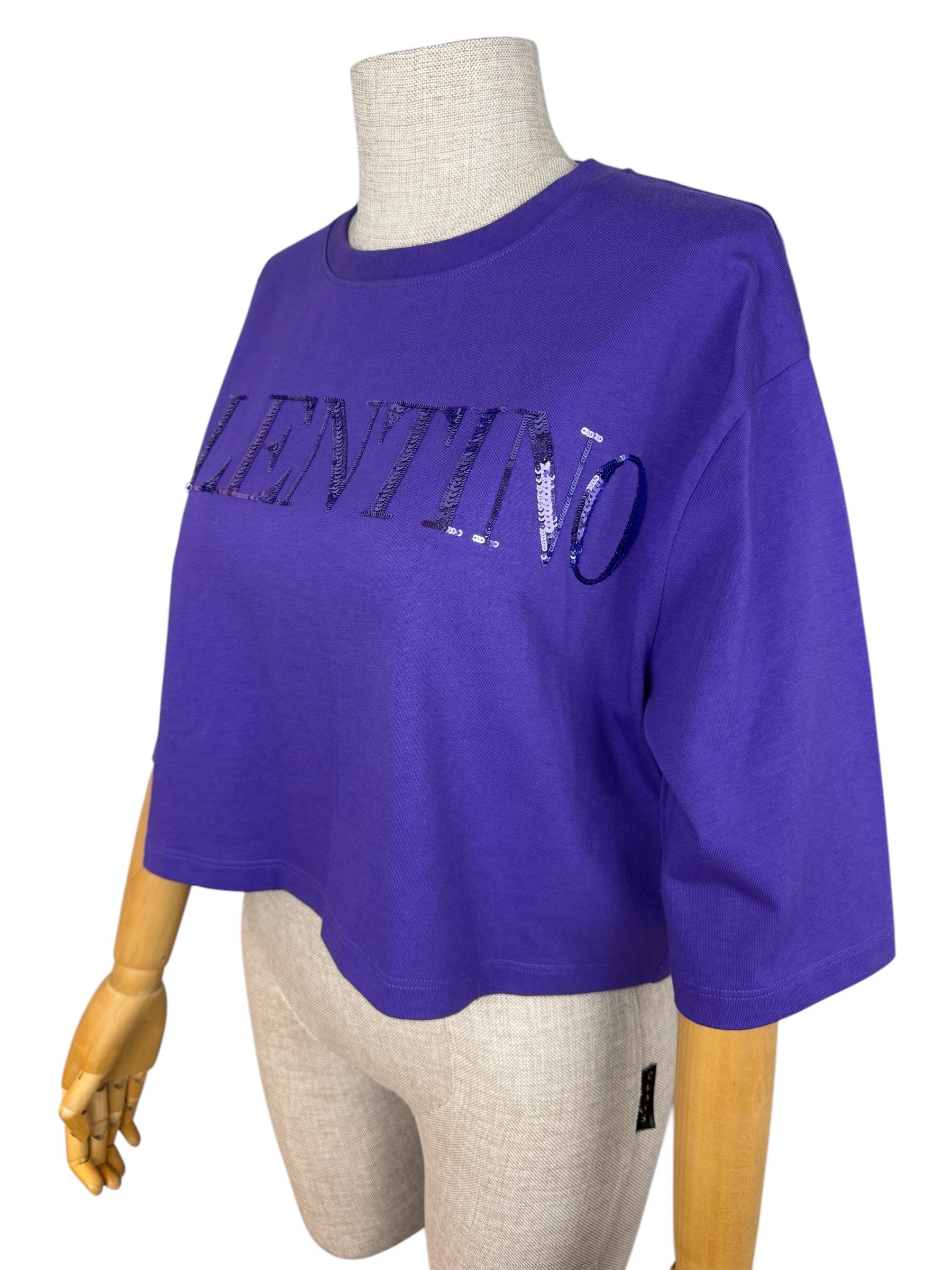 VALENTINO PURPLESEQUIN JERSEY OVERSIZED TSHIRT