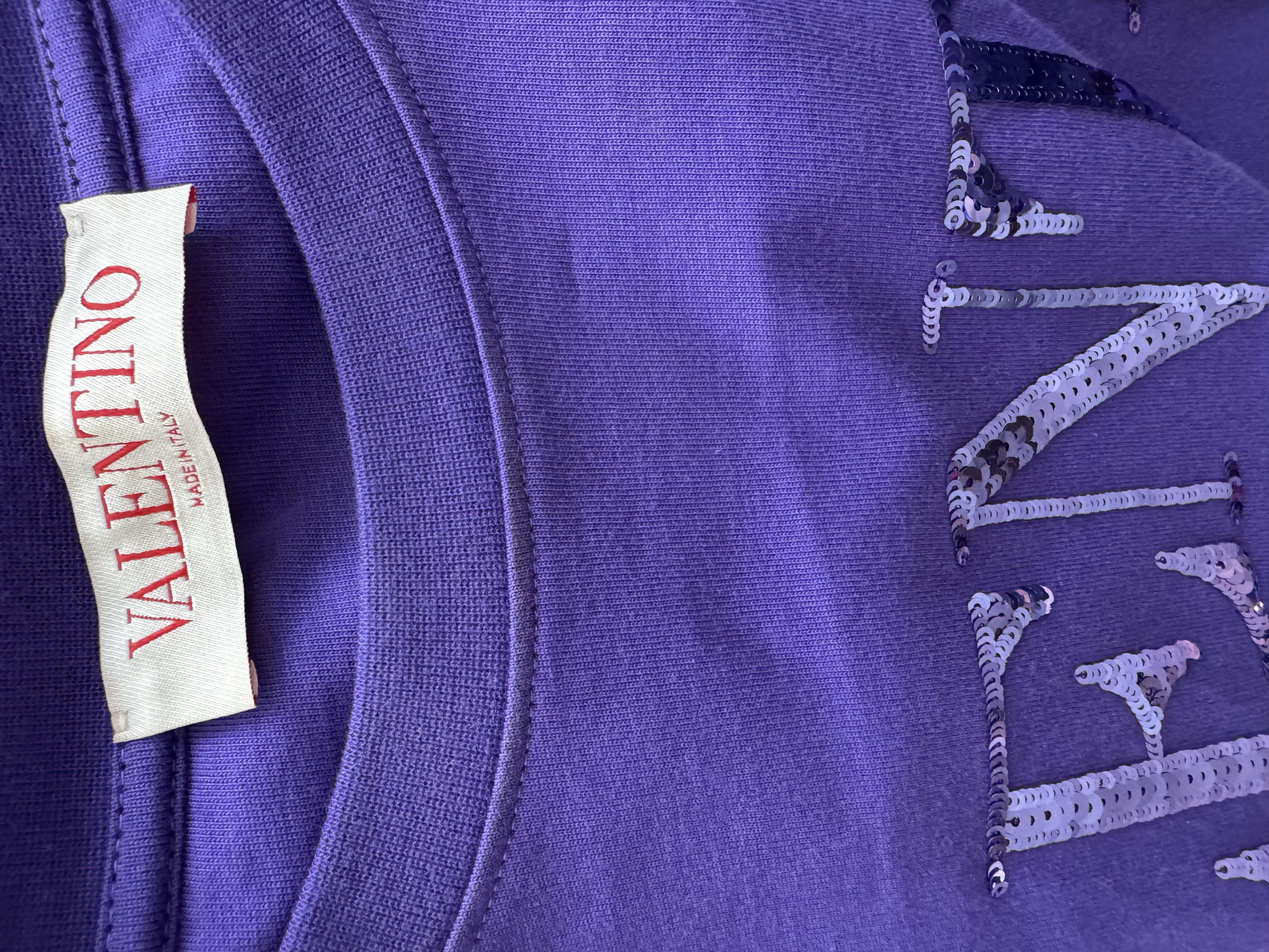 VALENTINO PURPLESEQUIN JERSEY OVERSIZED TSHIRT