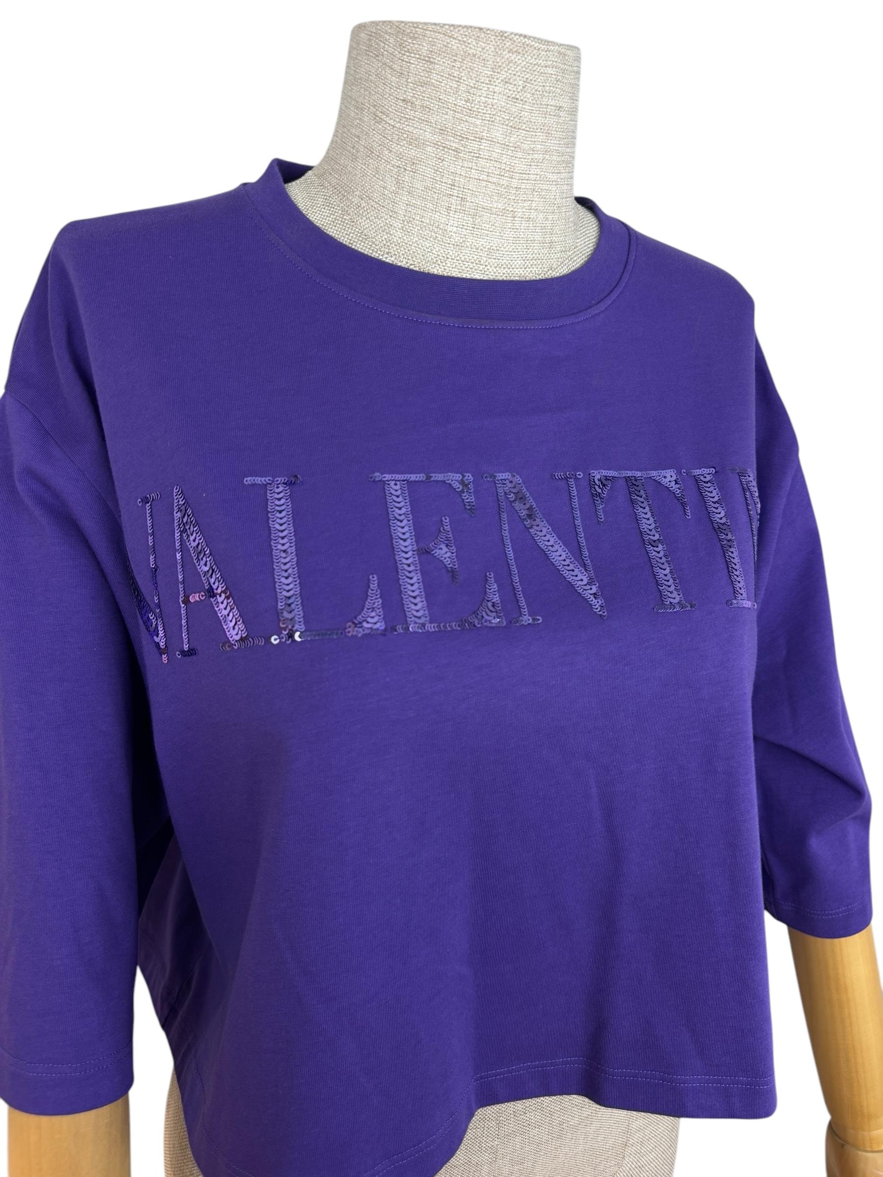 VALENTINO PURPLESEQUIN JERSEY OVERSIZED TSHIRT