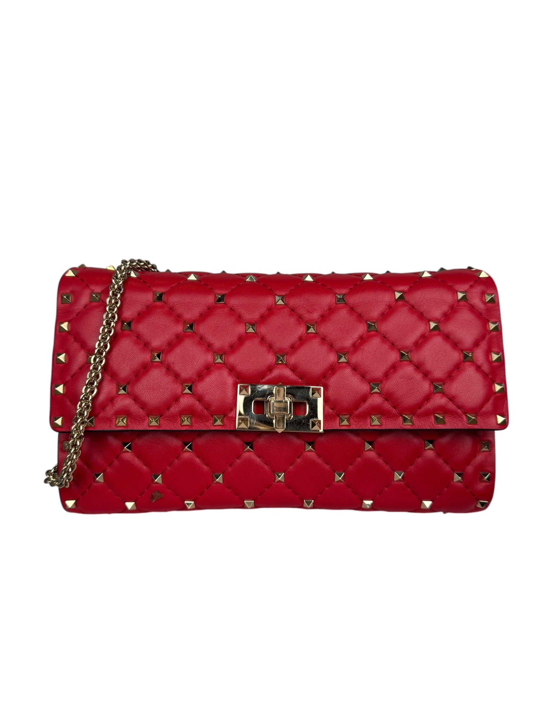 VALENTINO RED ROCKSTUD CHAIN BAG