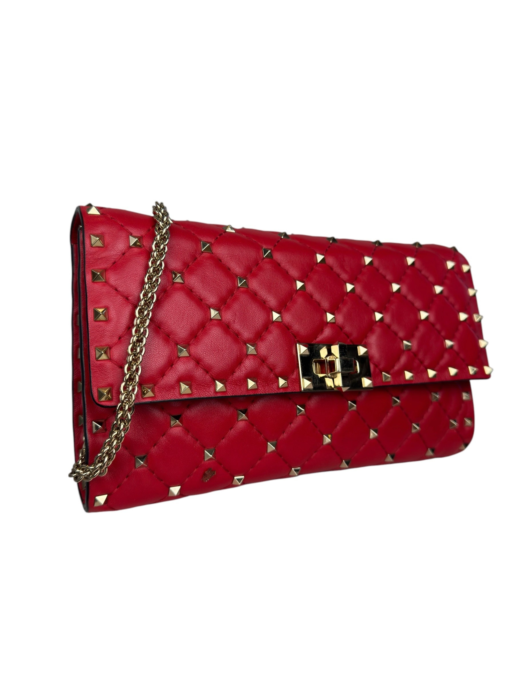 VALENTINO RED ROCKSTUD CHAIN BAG