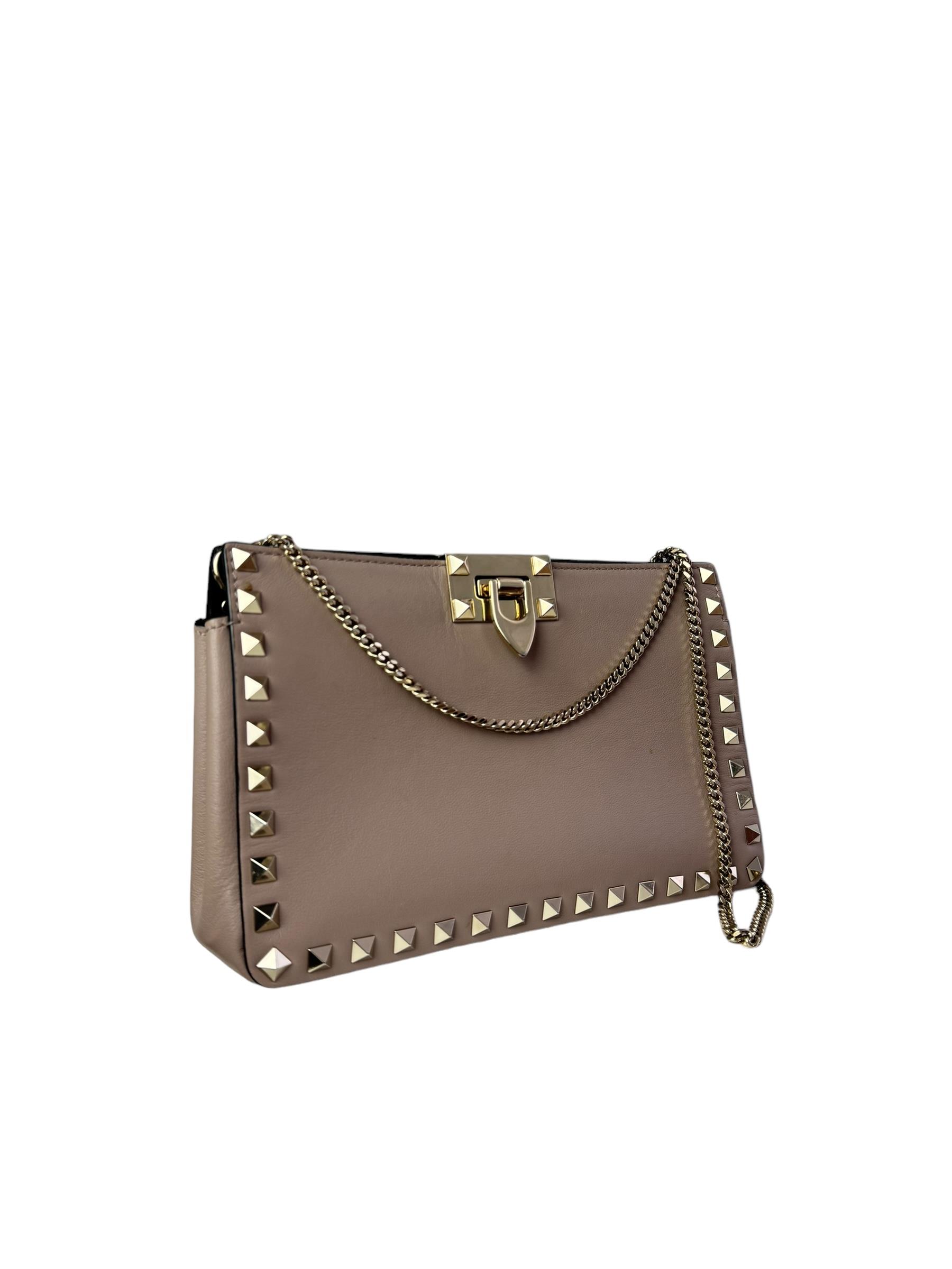 VALENTINO ROCKSTUD LEATHER CHAIN BAG