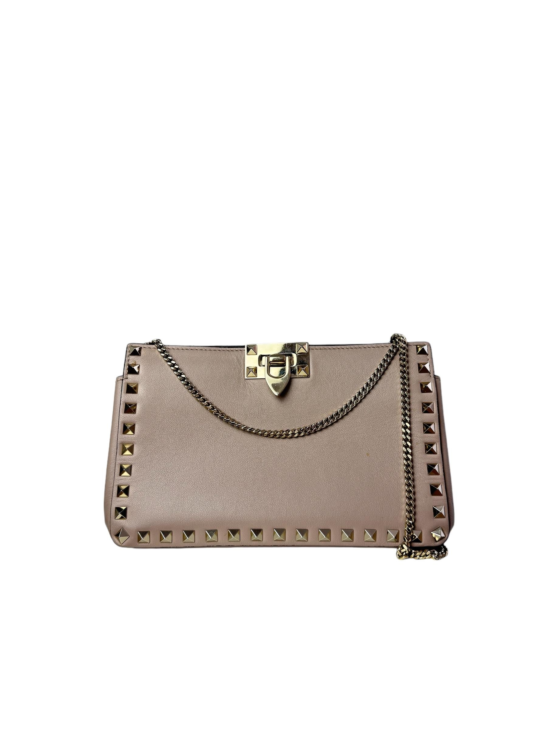 VALENTINO ROCKSTUD LEATHER CHAIN BAG
