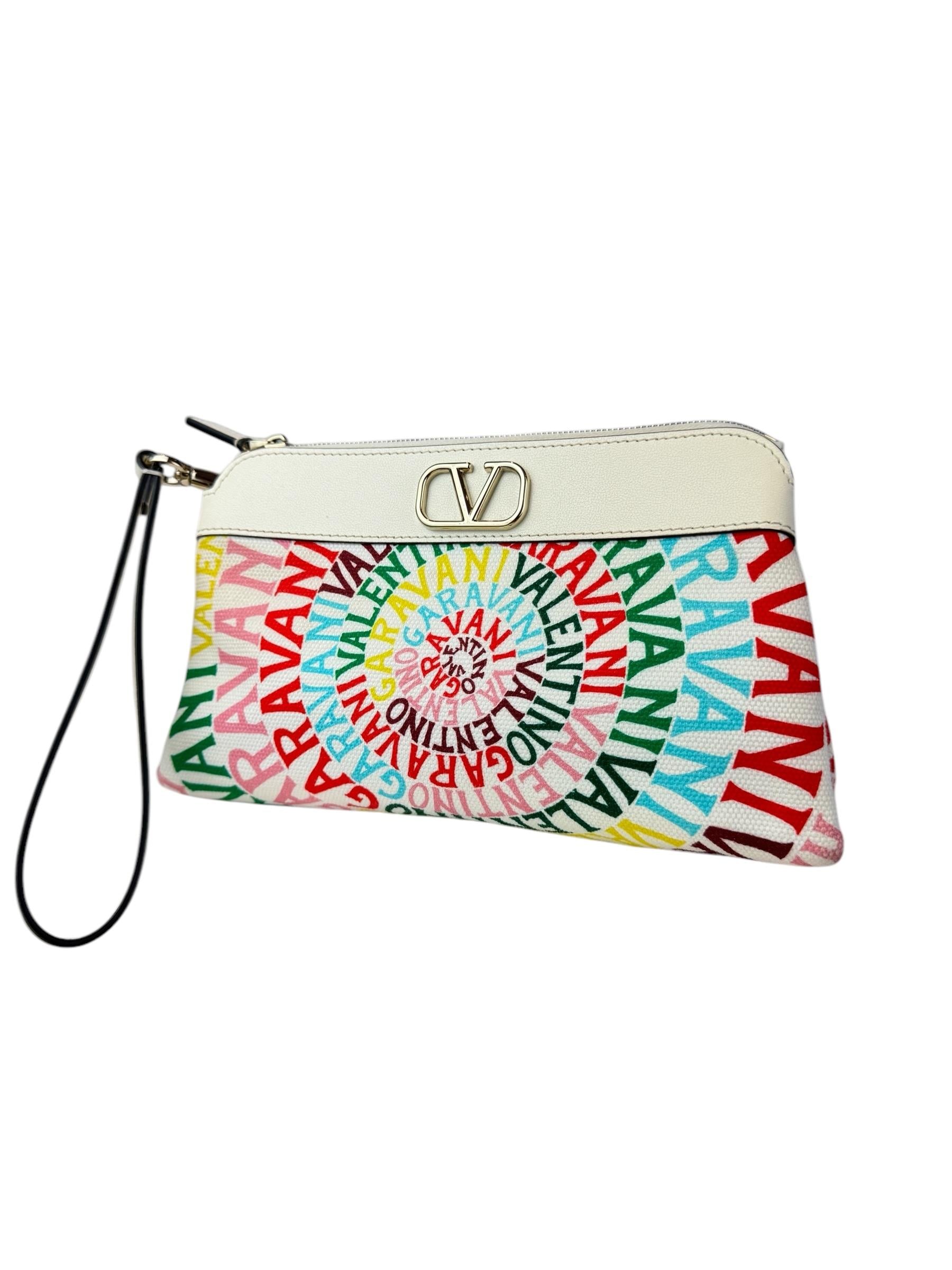 VALENTINO V LOGO MULTICOLOR CLUTCH 