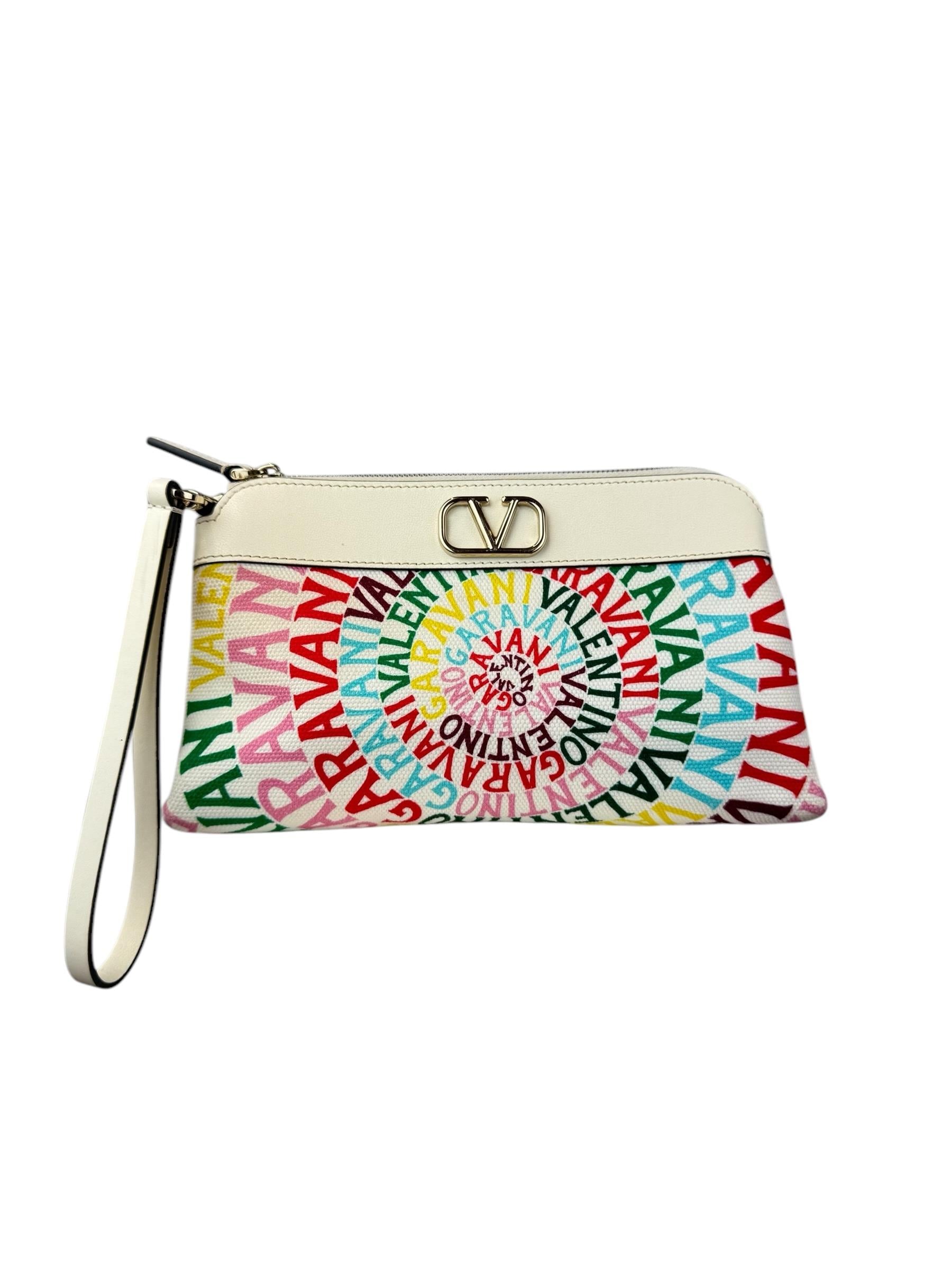 VALENTINO V LOGO MULTICOLOR CLUTCH 