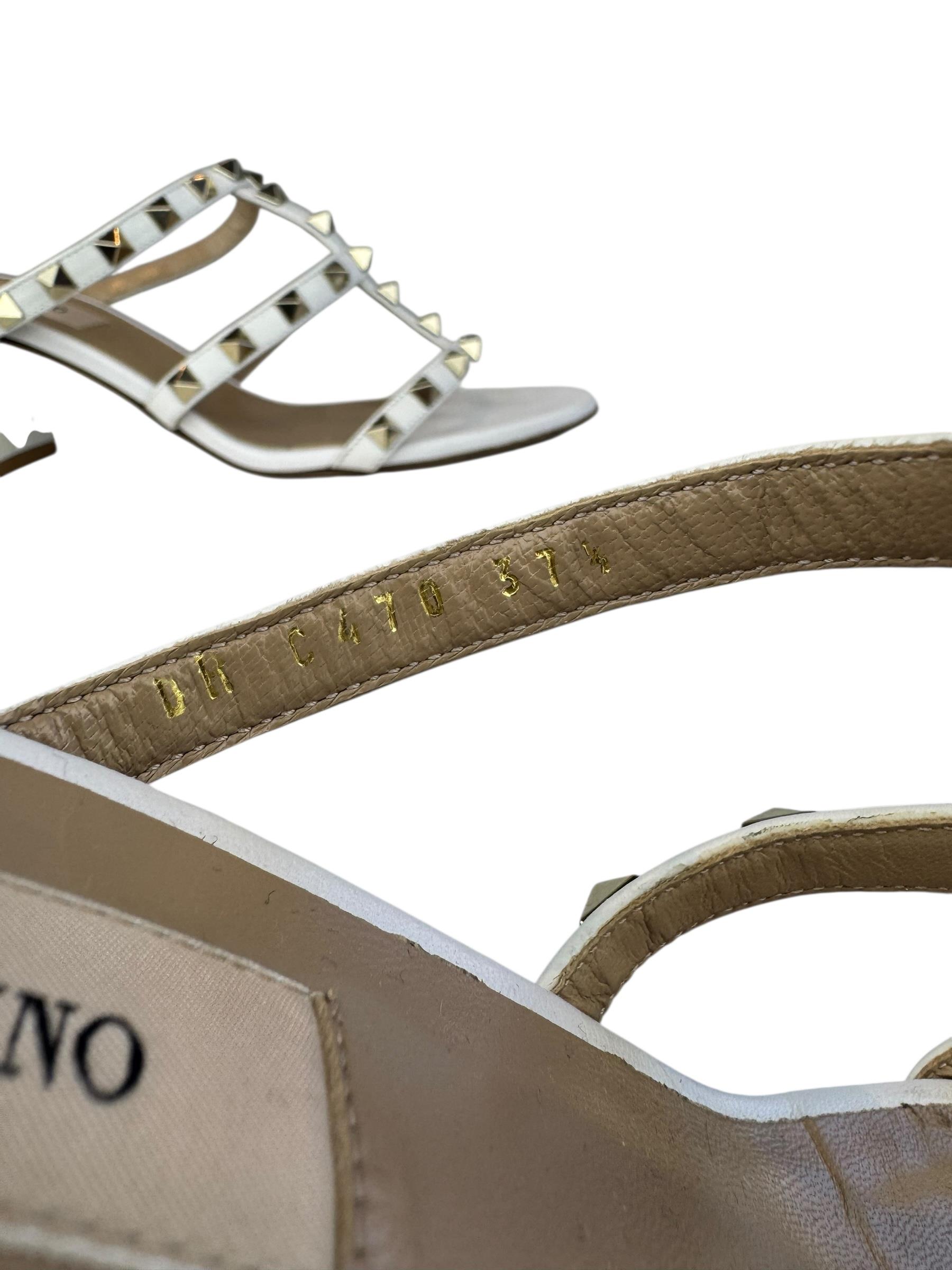 VALENTINO WHITE LEATHER ROCKSTUD PUMPS