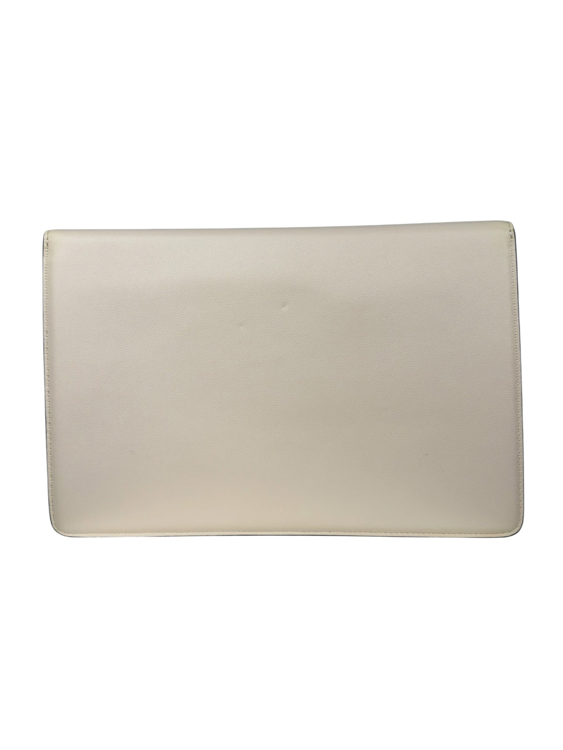 VALENTINO WHITE LEATHER V LOGO CLUTCH BAG