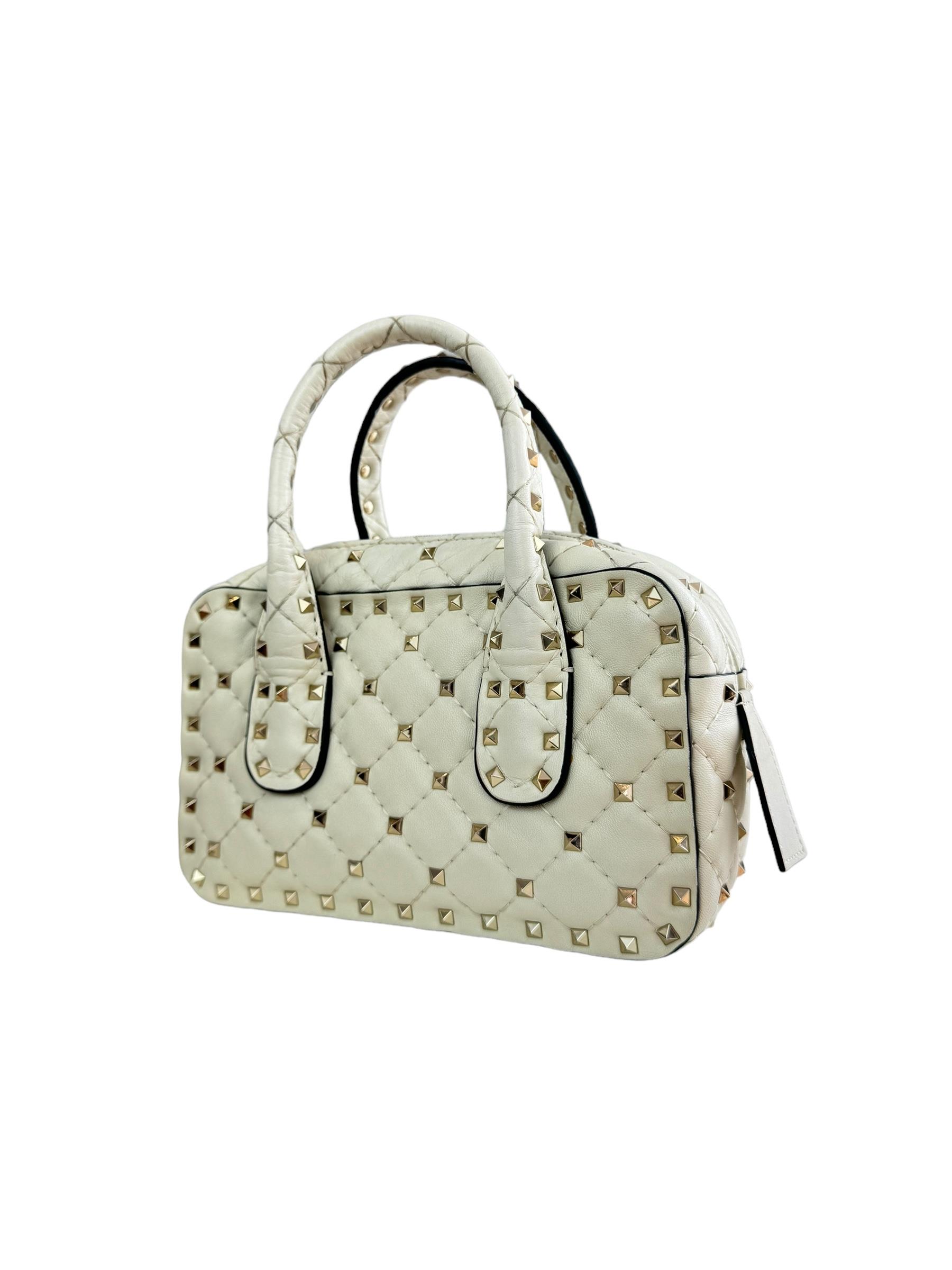 VALENTINO WHITE ROCKSTUD TOTE BAG