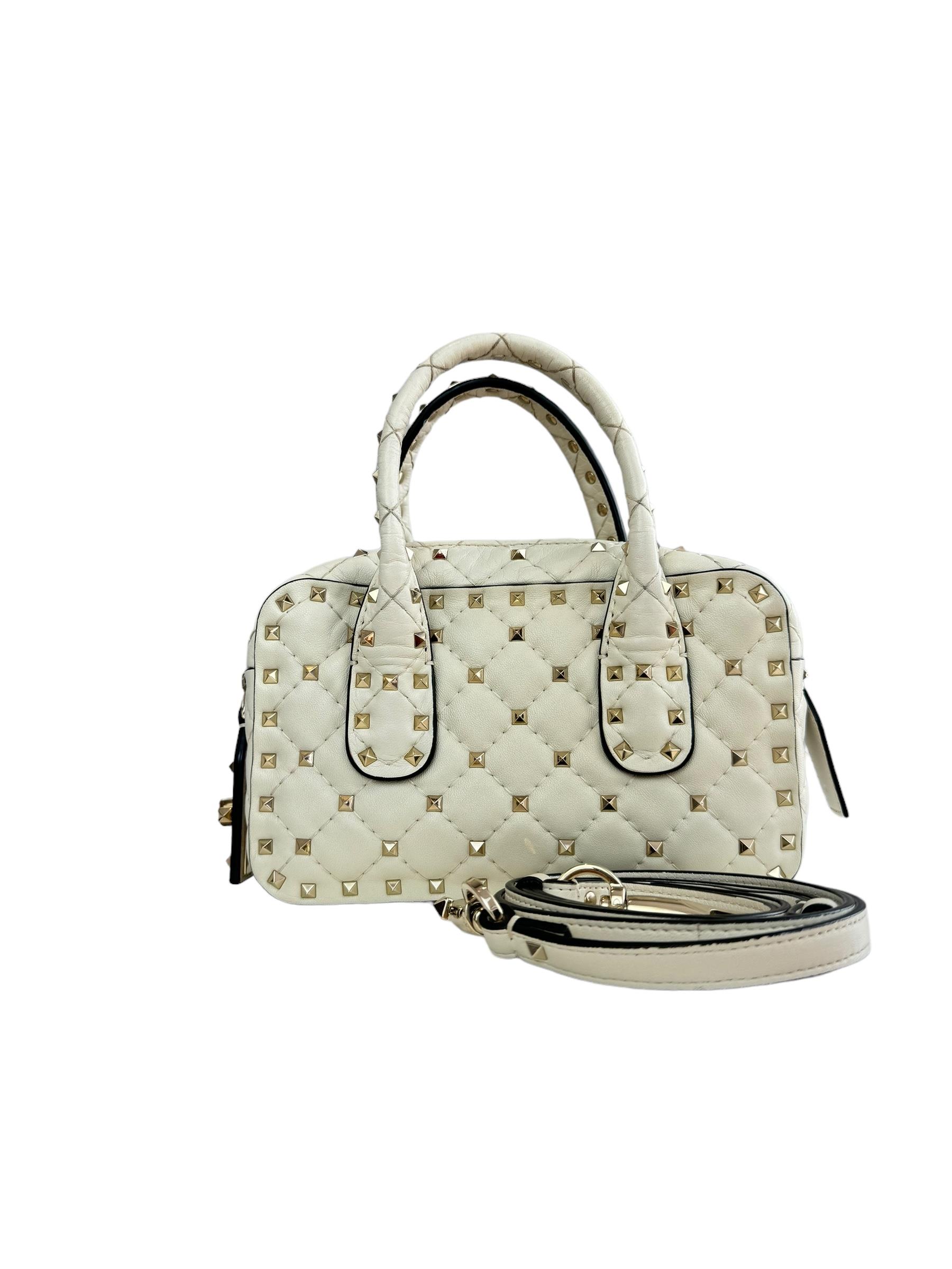 VALENTINO WHITE ROCKSTUD TOTE BAG