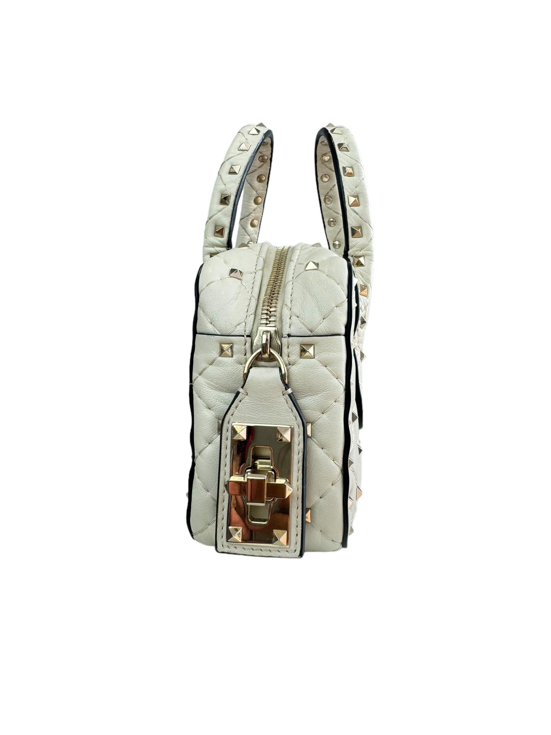 VALENTINO WHITE ROCKSTUD TOTE BAG
