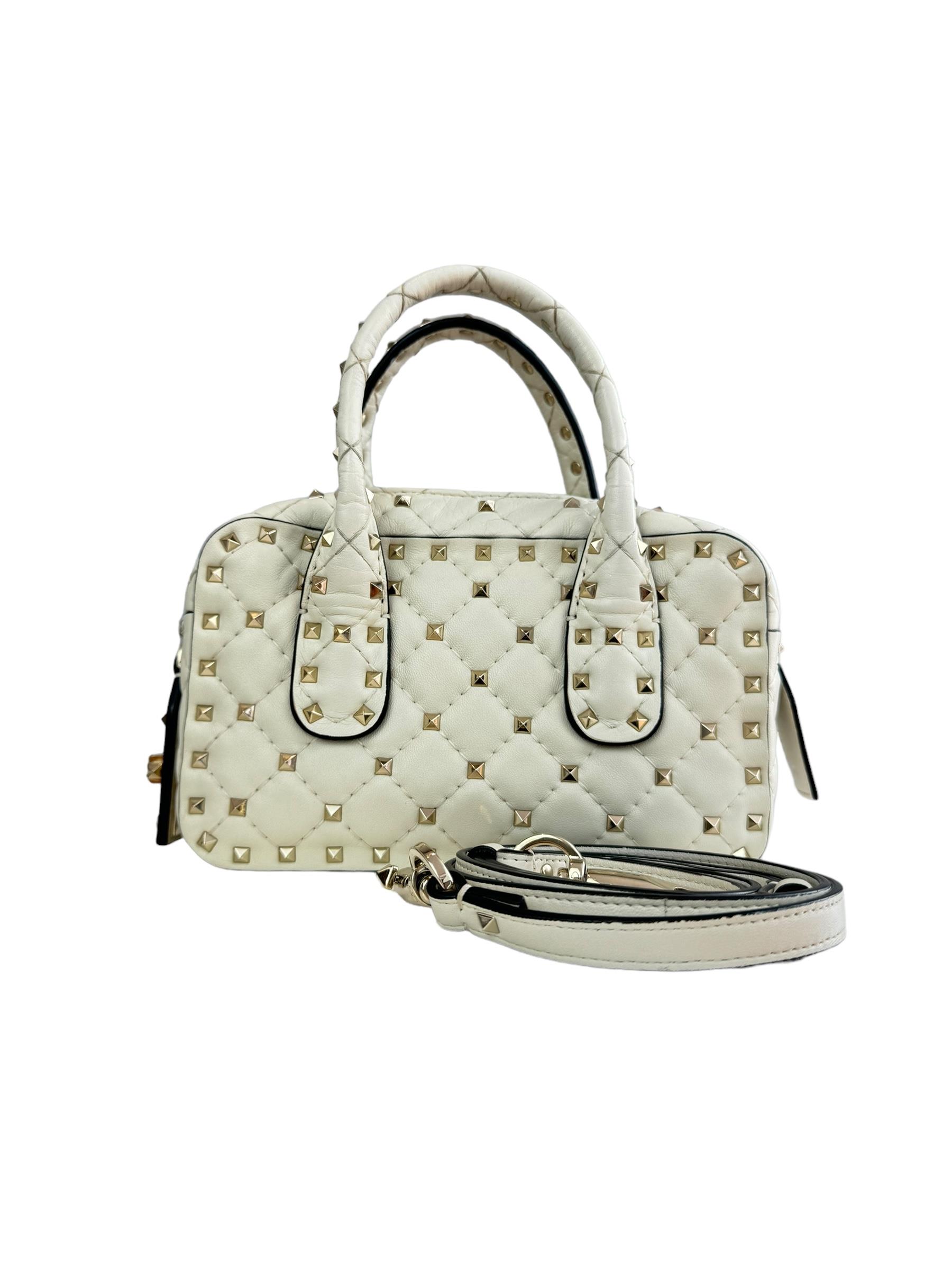 VALENTINO WHITE ROCKSTUD TOTE BAG