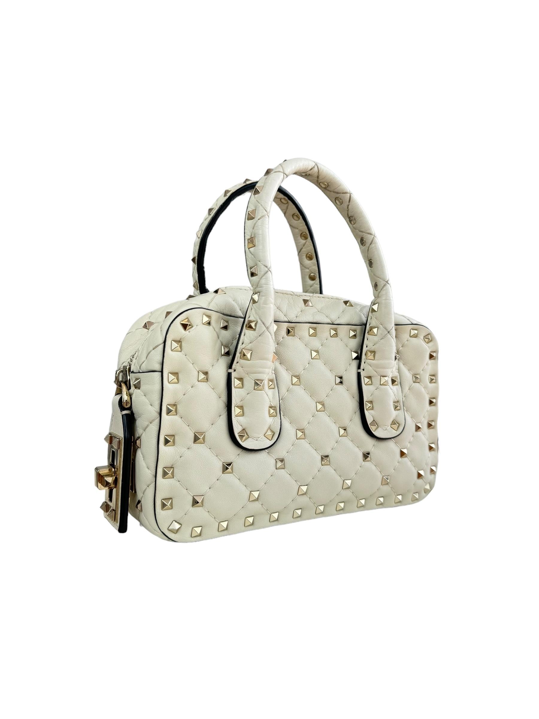 VALENTINO WHITE ROCKSTUD TOTE BAG