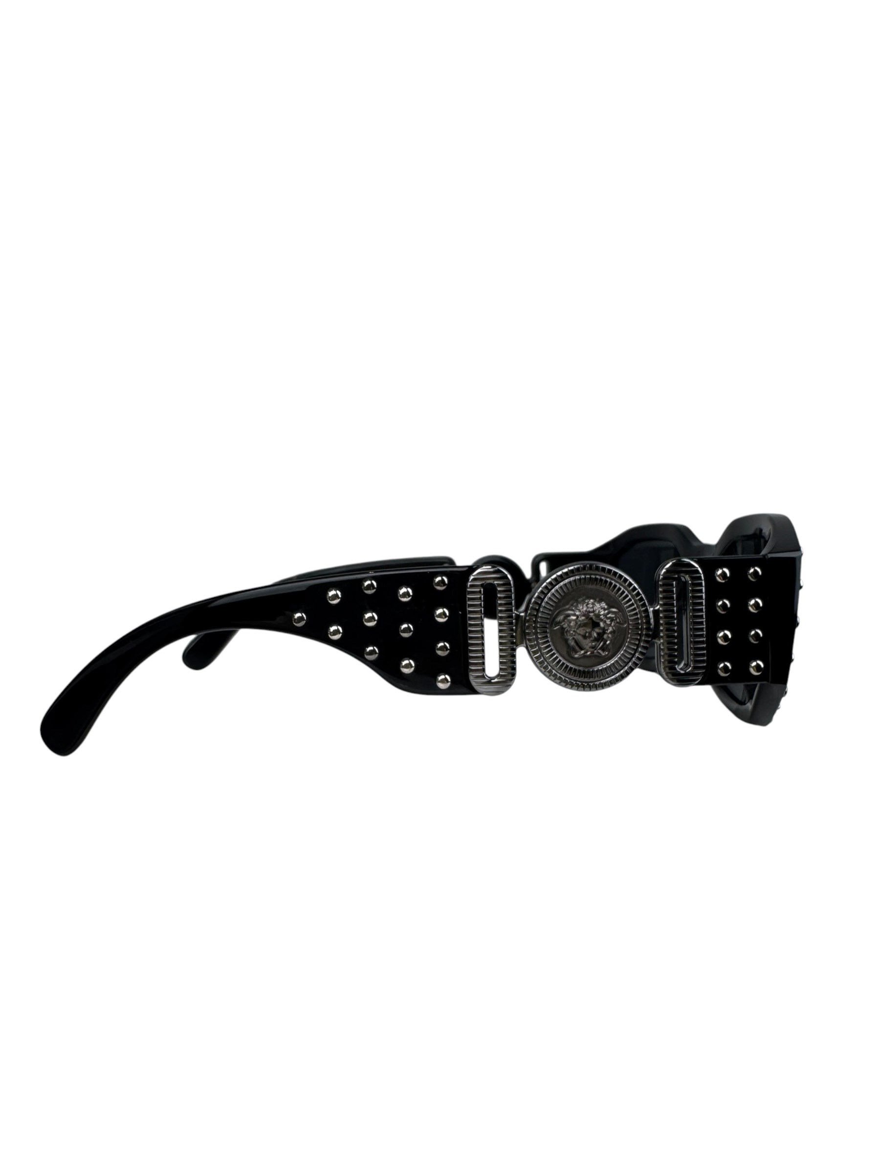 VERSACE BLACK STUDDED MEDUSA SUNGLASSES