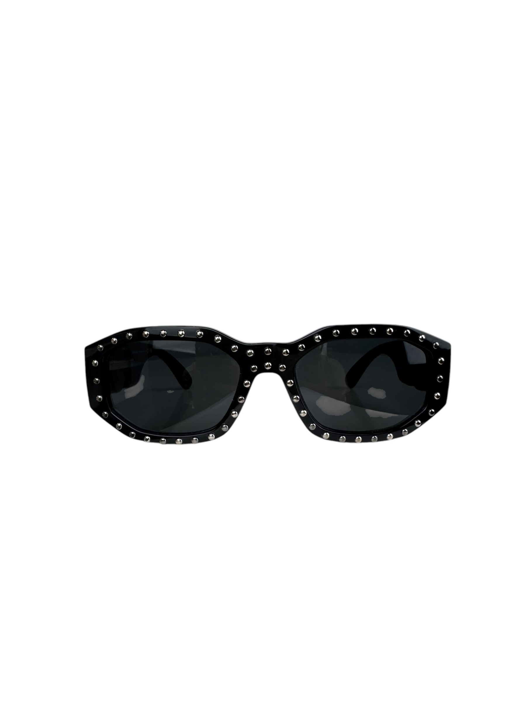 VERSACE BLACK STUDDED MEDUSA SUNGLASSES