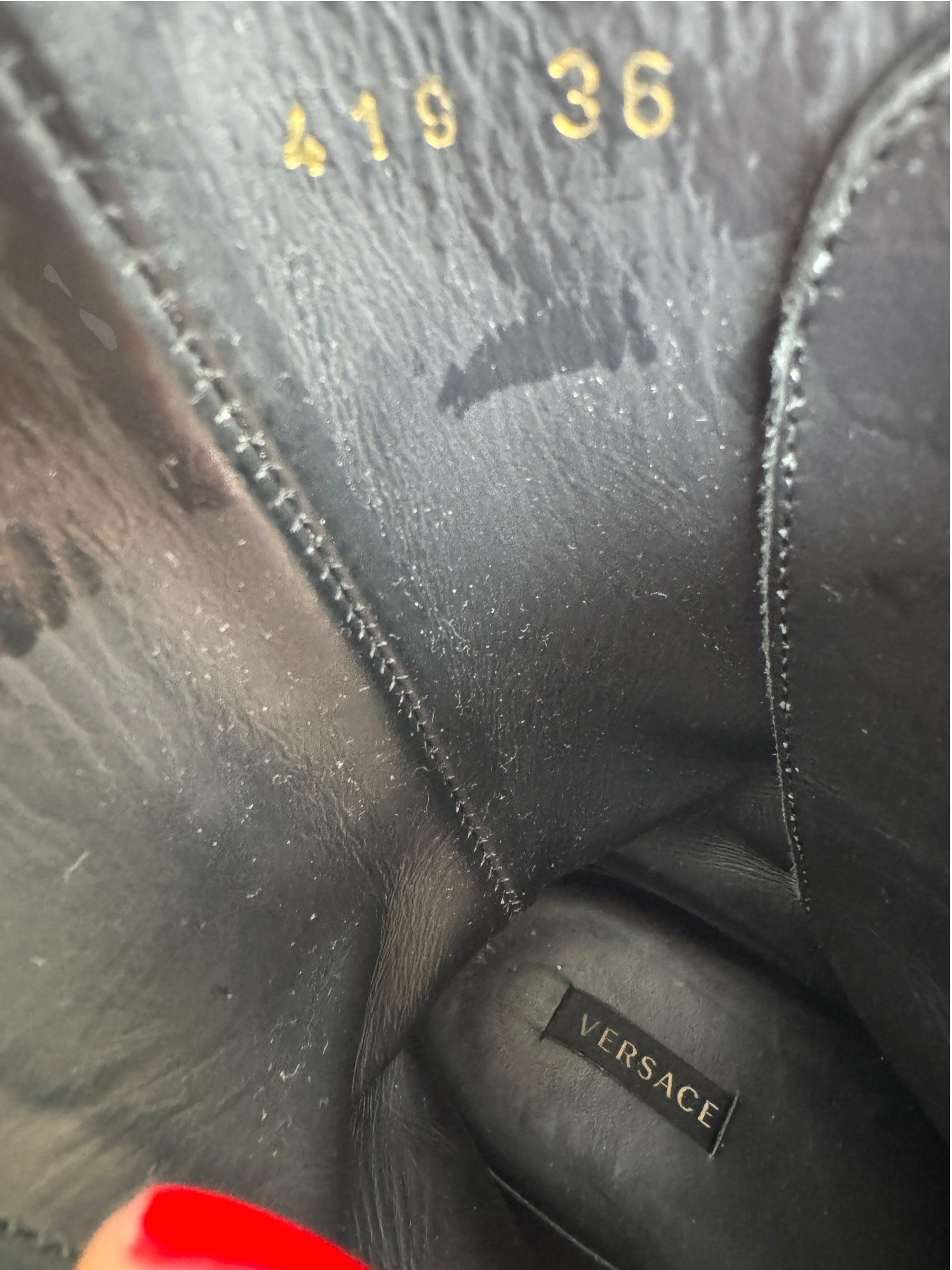 VERSACE MEDUSA SAFETY PIN LEATHER BOOTS