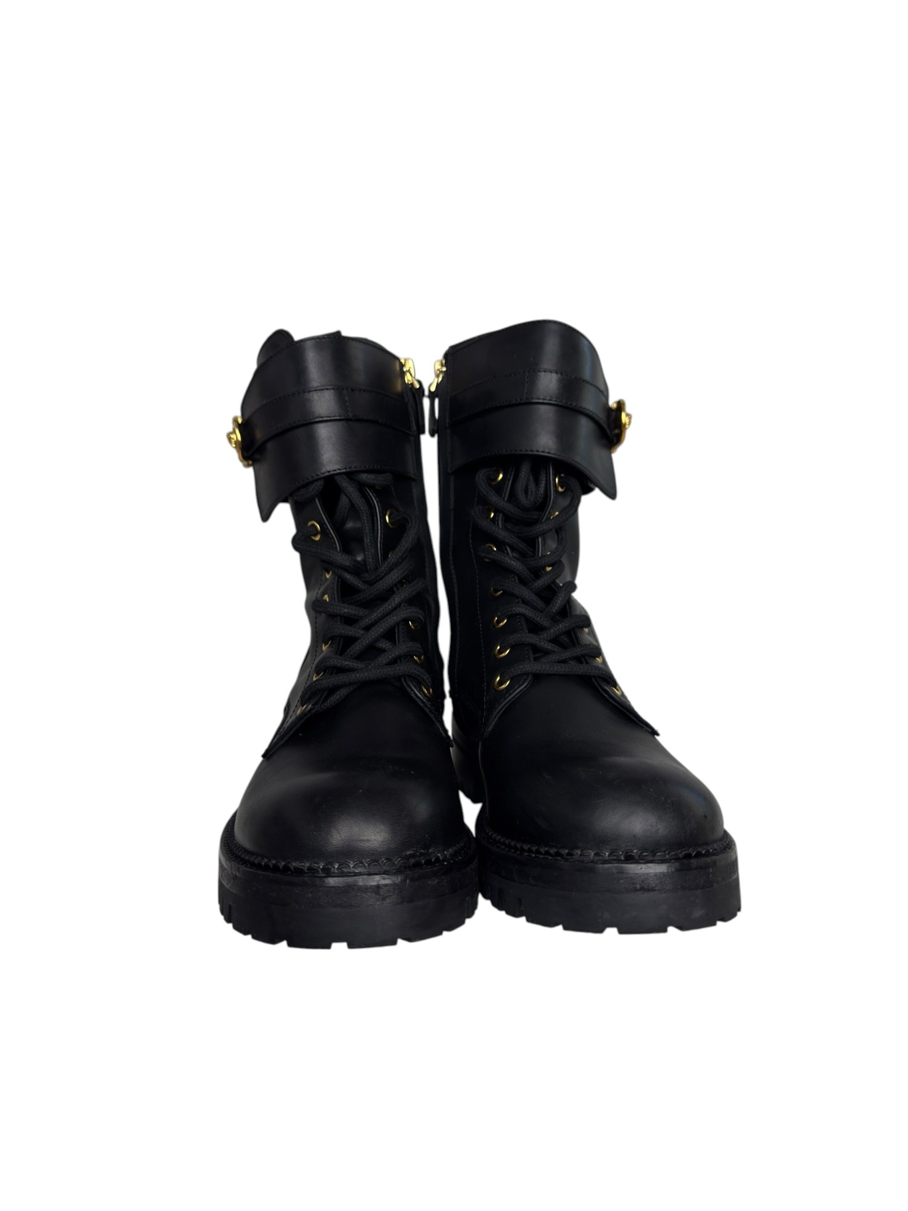 VERSACE MEDUSA SAFETY PIN LEATHER BOOTS