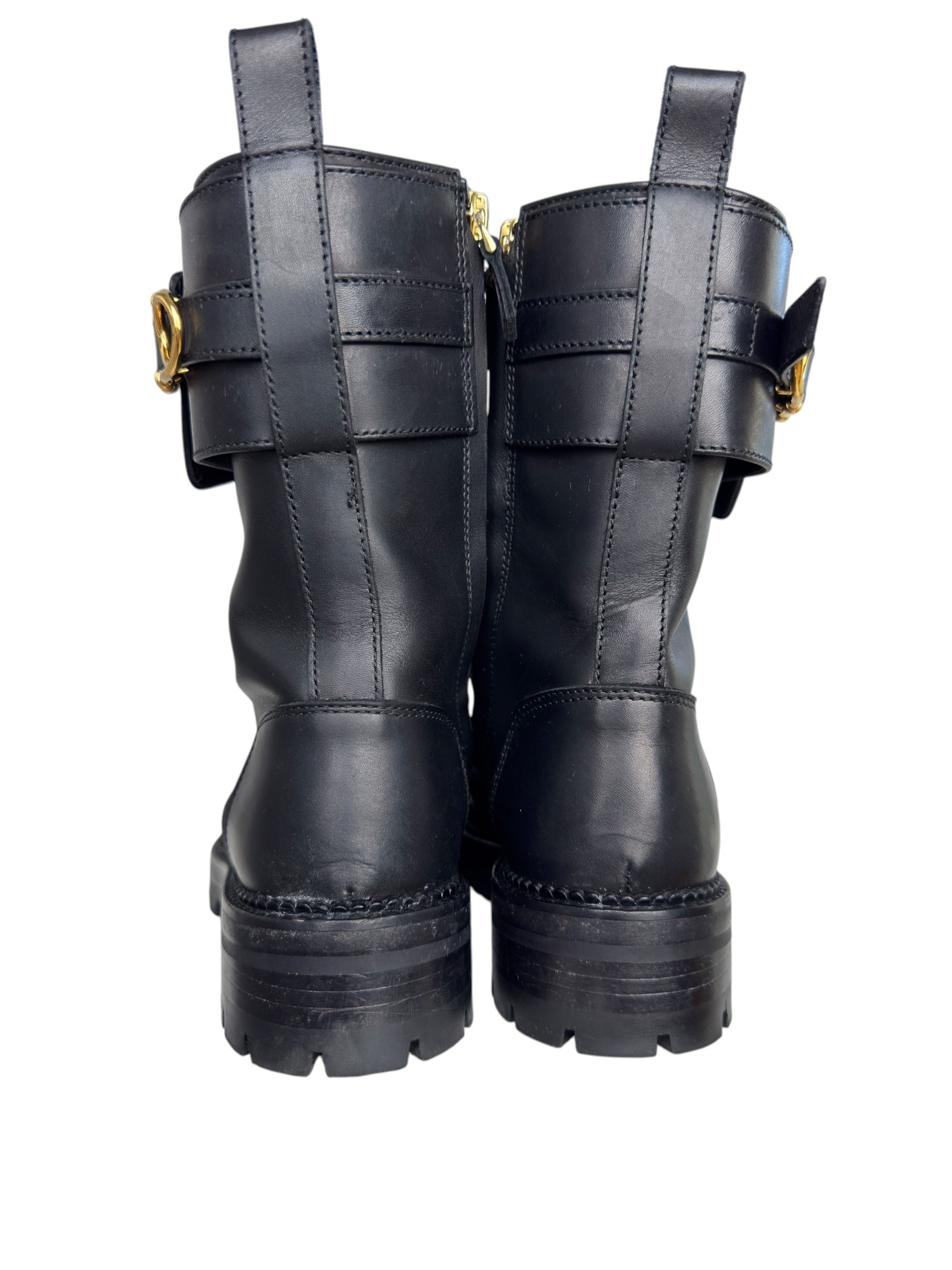 VERSACE MEDUSA SAFETY PIN LEATHER BOOTS