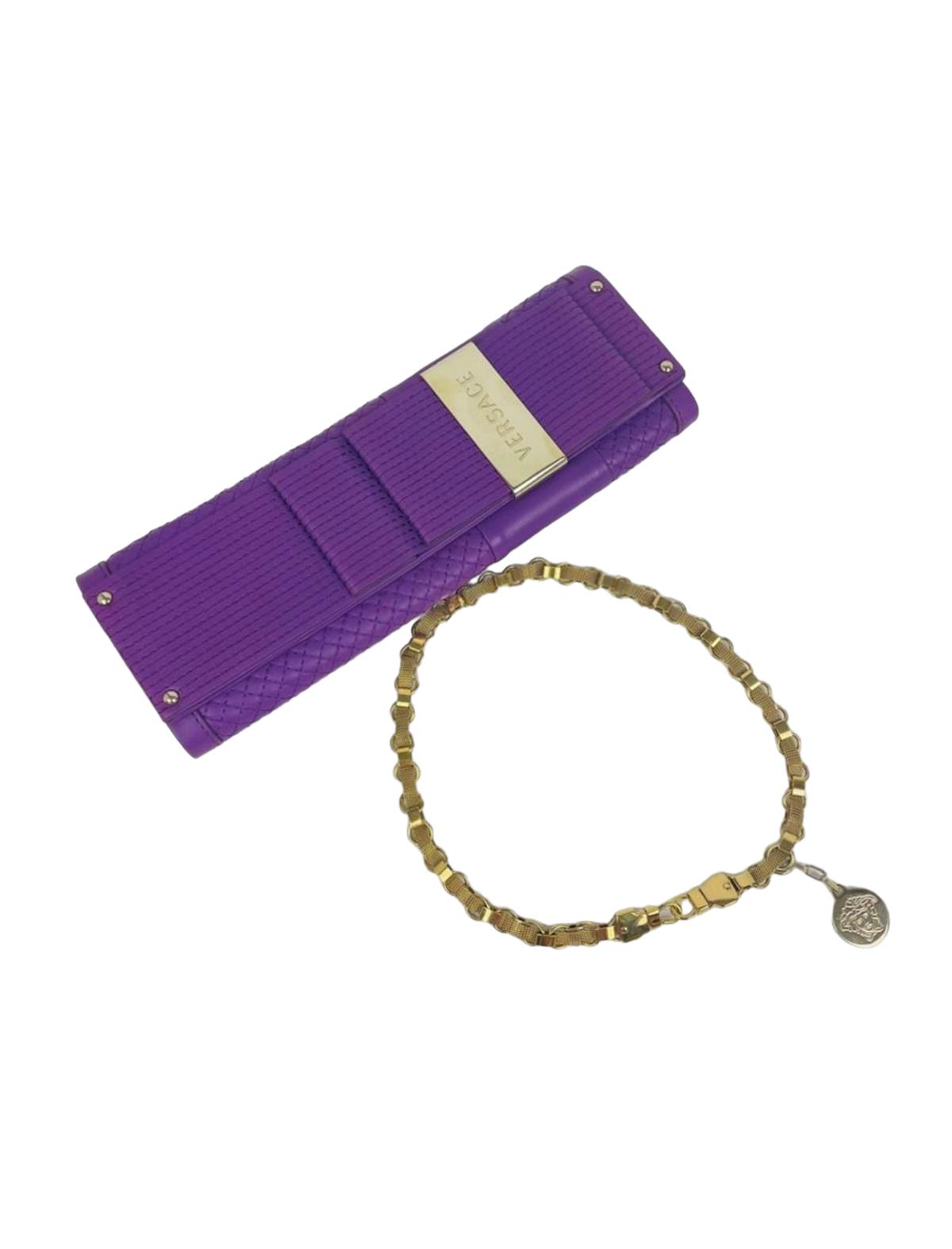 VERSACE PURPLE GOLD CHAIN CLUTCH