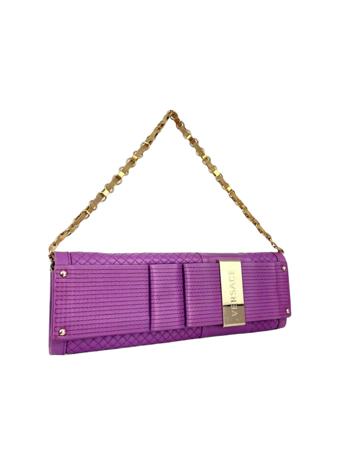 VERSACE PURPLE GOLD CHAIN CLUTCH