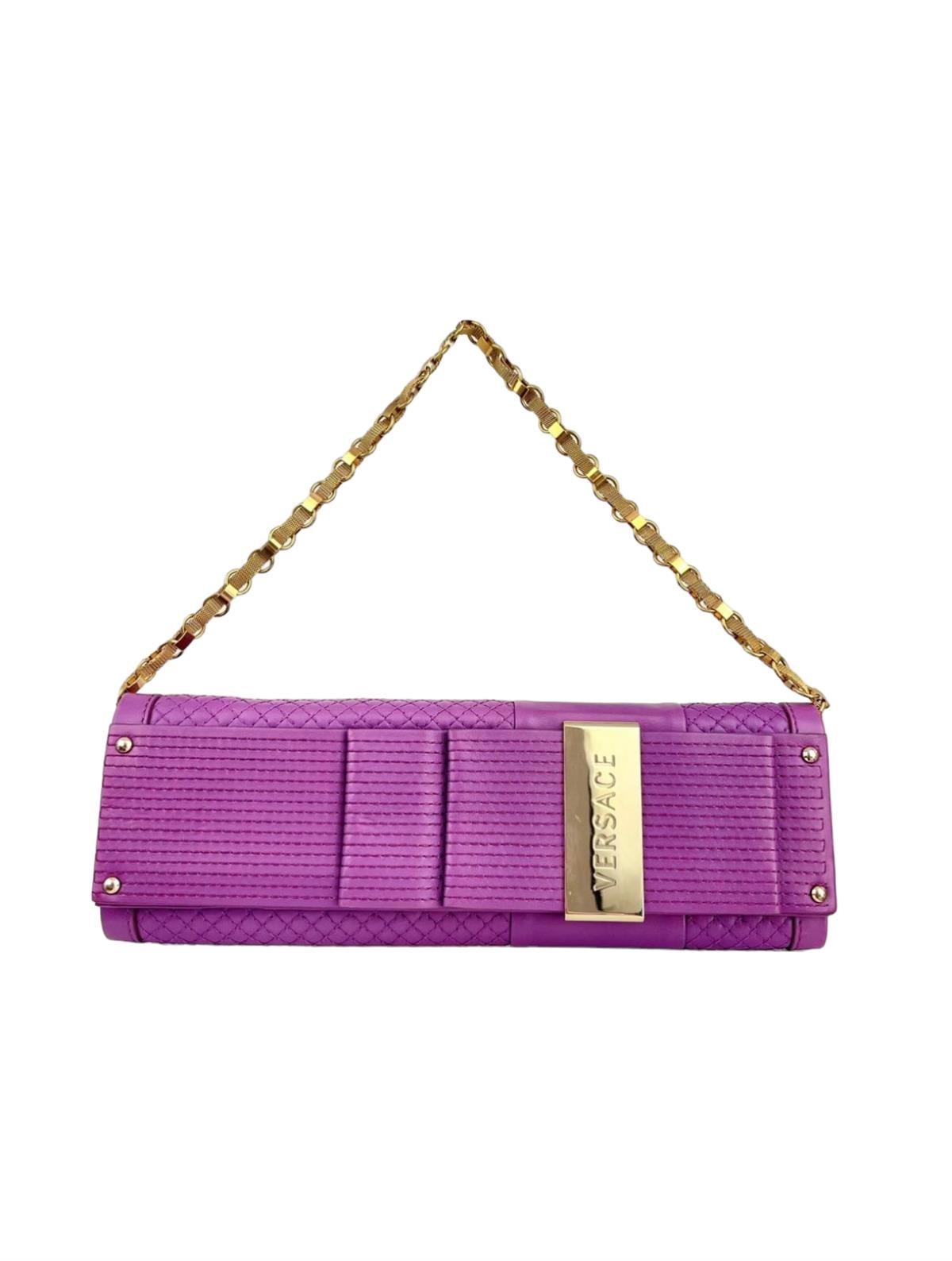 VERSACE PURPLE GOLD CHAIN CLUTCH