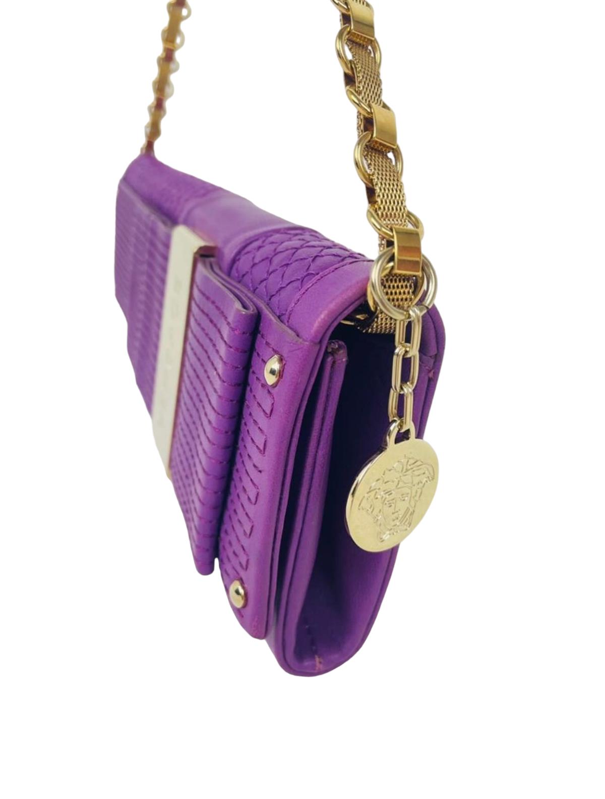 VERSACE PURPLE GOLD CHAIN CLUTCH