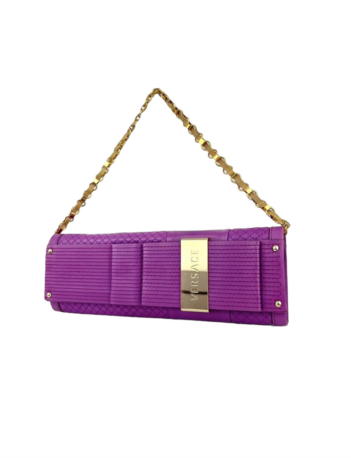 VERSACE PURPLE GOLD CHAIN CLUTCH