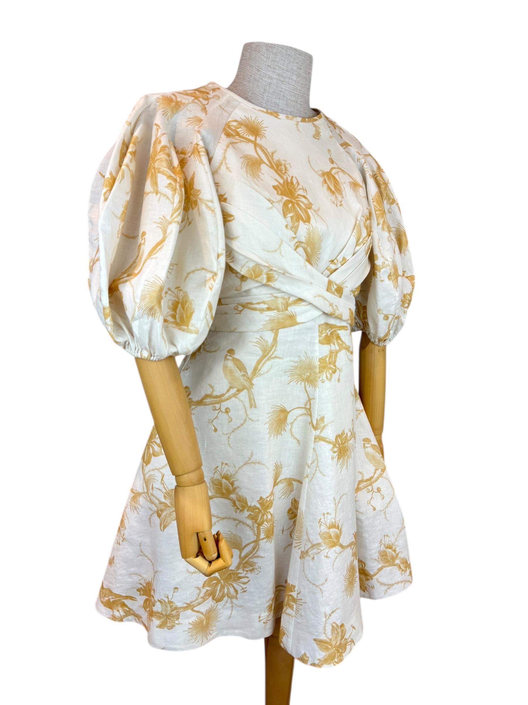 ZIMMERMANN LINEN WRAP MINI DRESS