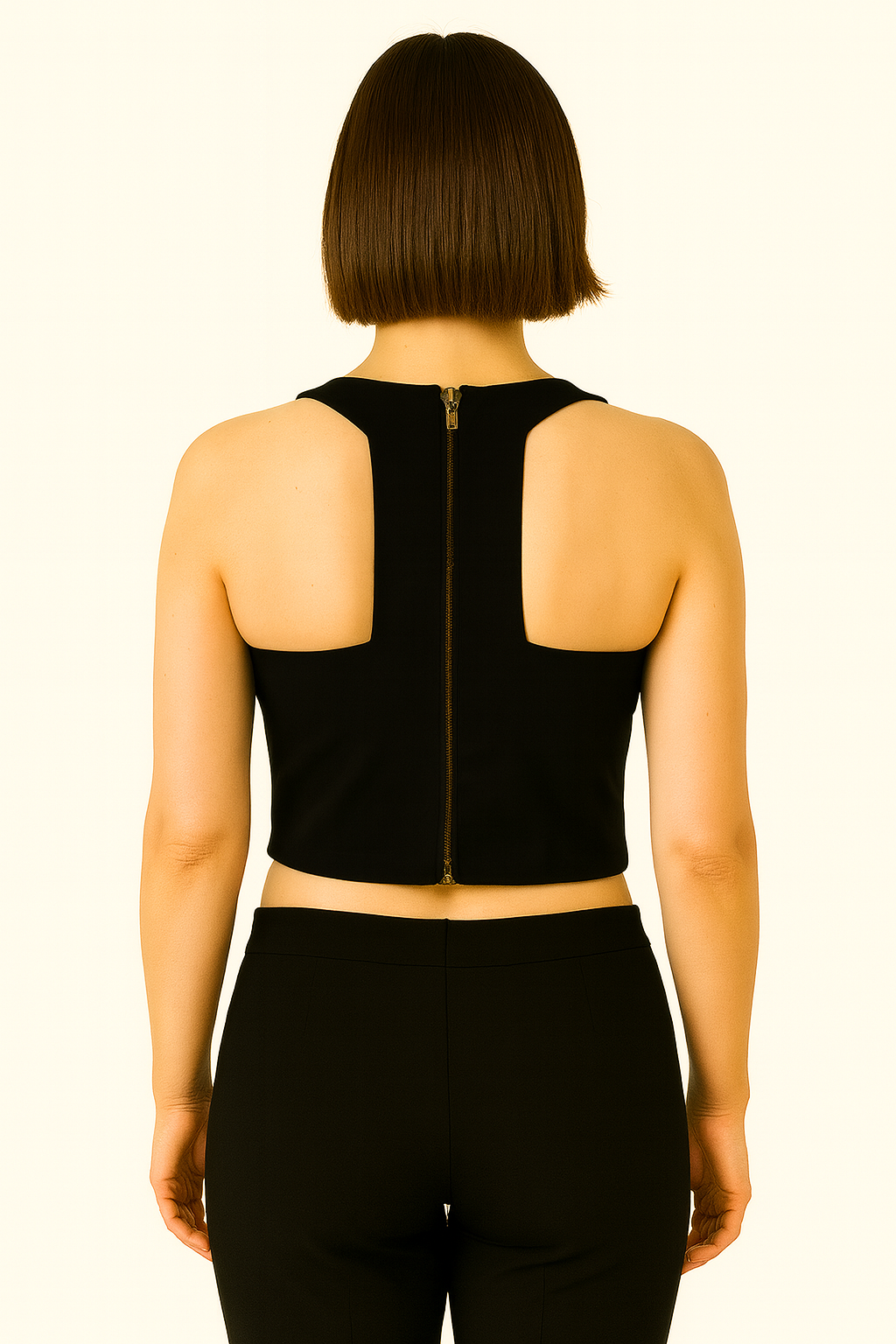 BLUBluzBLU Halter Yaka Arka Fermuarlı Kısa Bluz