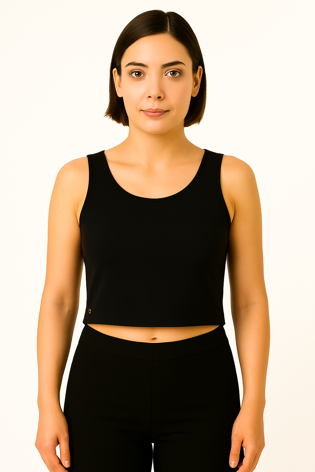 BLUBluzBLU Halter Yaka Arka Fermuarlı Kısa Bluz