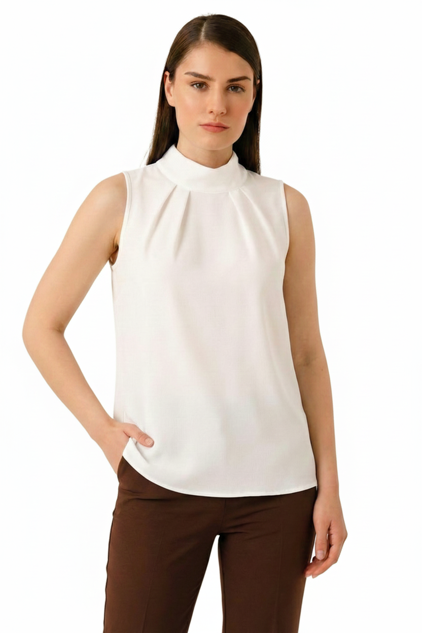 BLUBluzBLU Kolsuz Dik Yaka Bluz