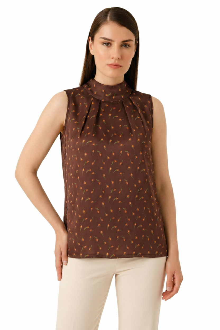 BLUBluzBLU Kolsuz Dik Yaka Bluz